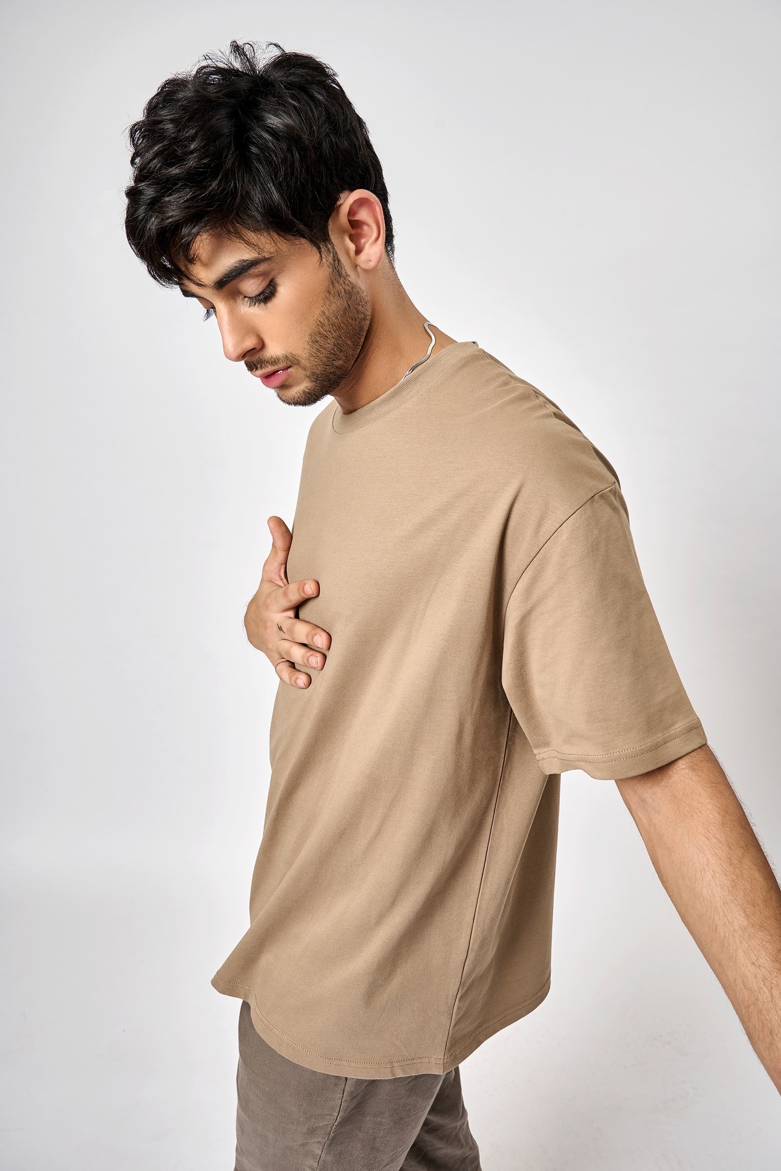 Khaki Heavyweight Oversized T-shirt - BonkersCorner