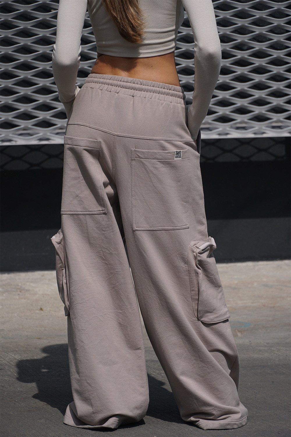 Light Beige Heavyweight Cargo Pants With Pockets - BonkersCorner