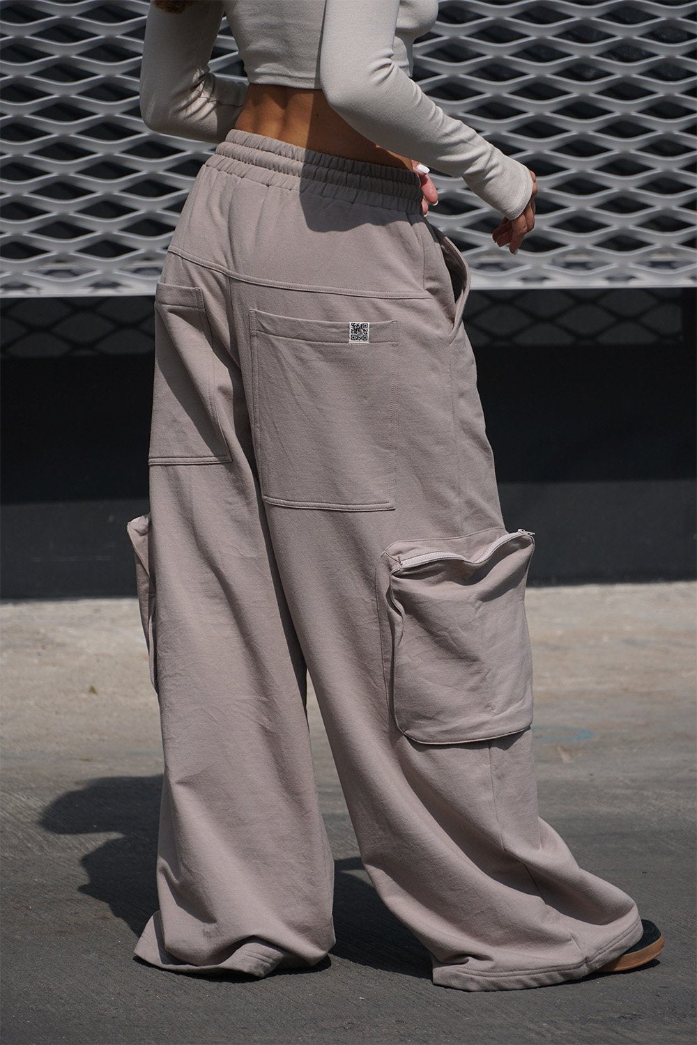 Light Beige Heavyweight Cargo Pants With Pockets - BonkersCorner