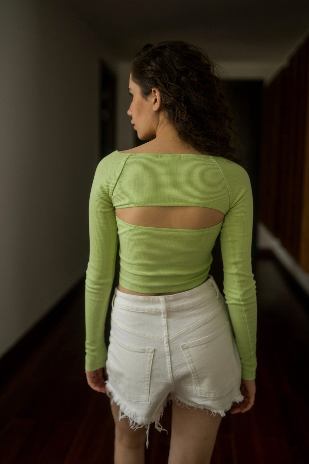 Lime Green Ribbed Square Neck Top - BonkersCorner