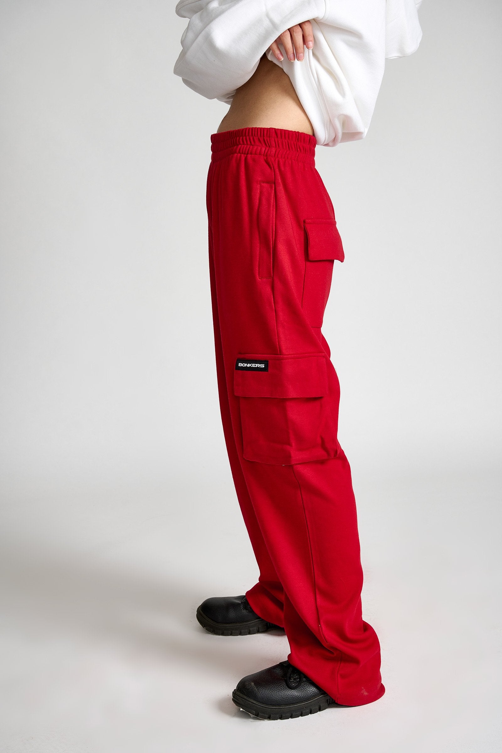 Maroon Utility Straight Fit Pants - BonkersCorner