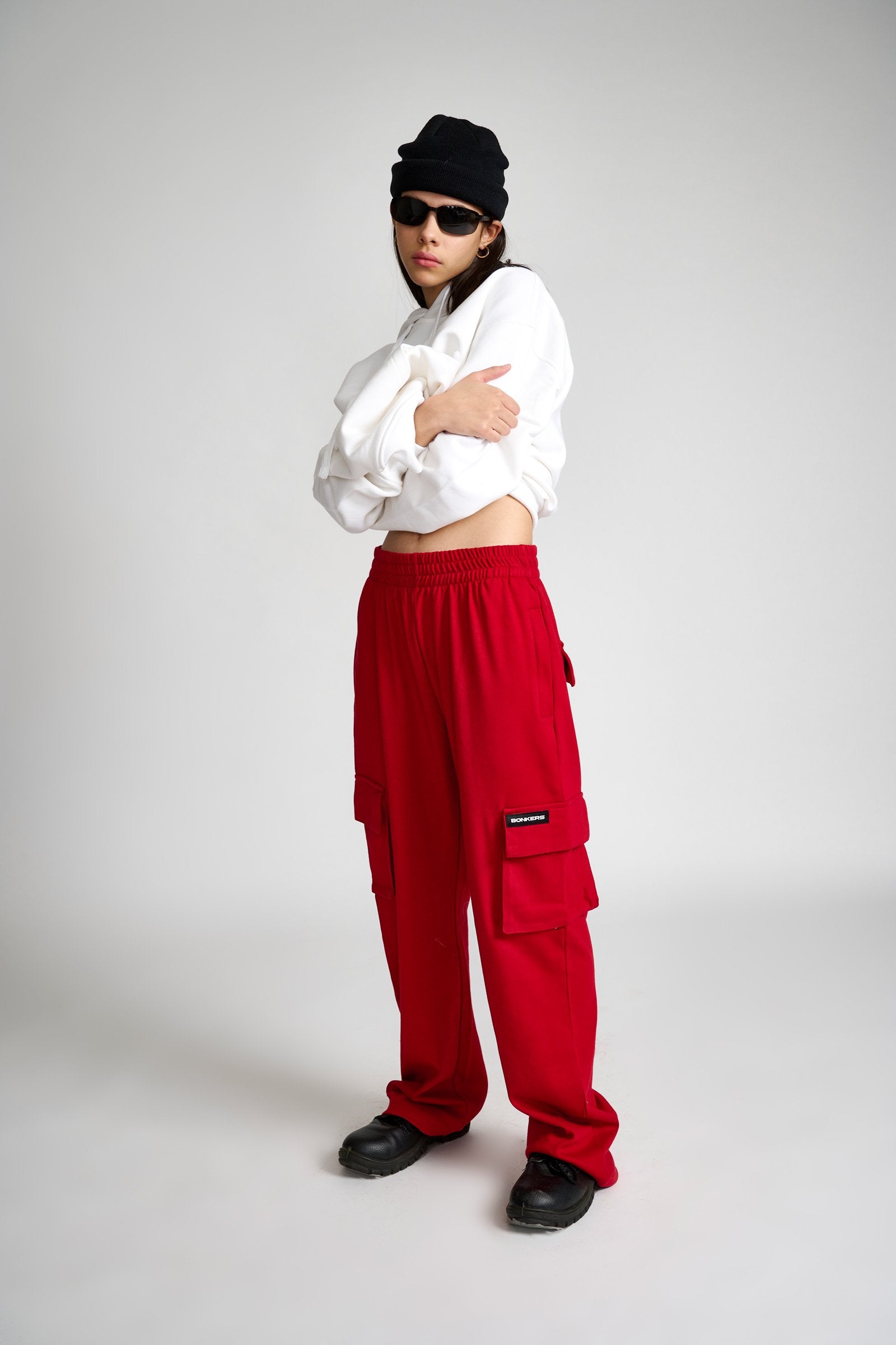 Maroon Utility Straight Fit Pants - BonkersCorner