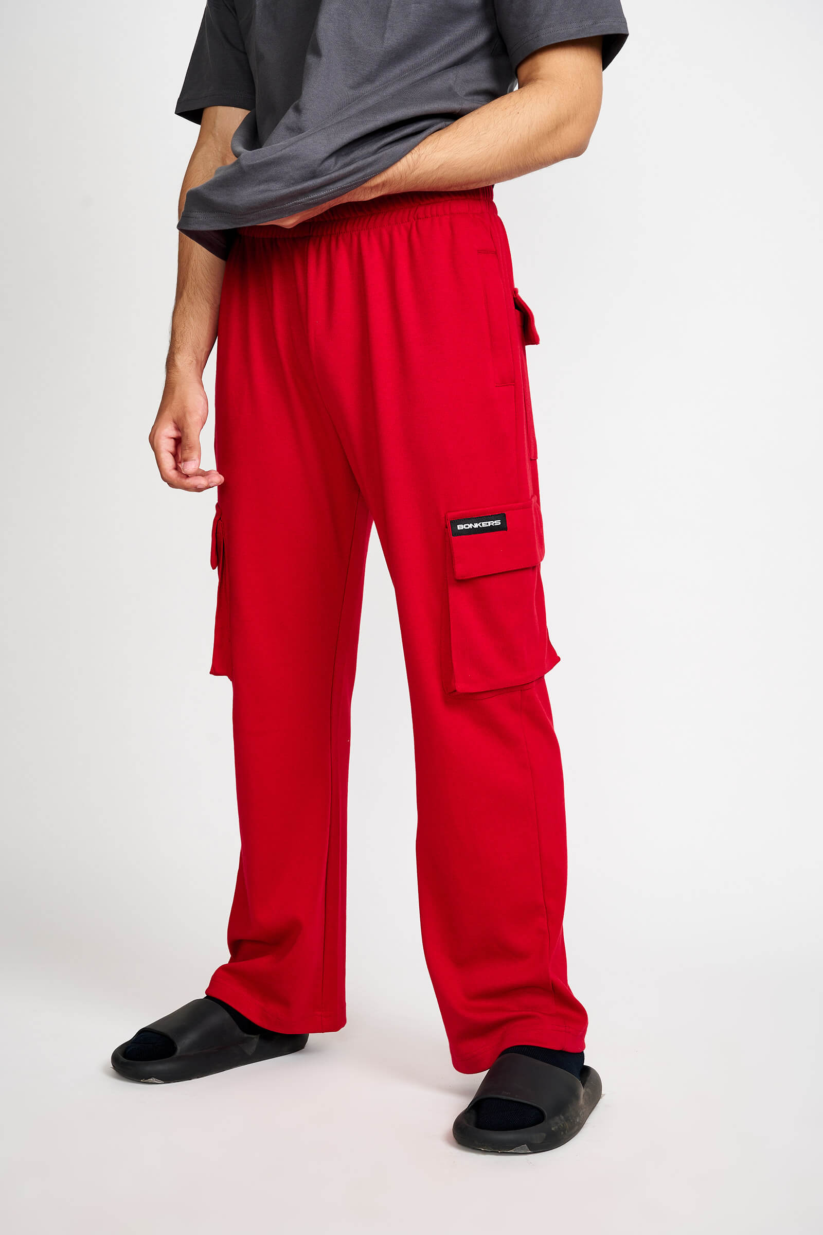 Maroon Utility Straight Fit Pants - BonkersCorner