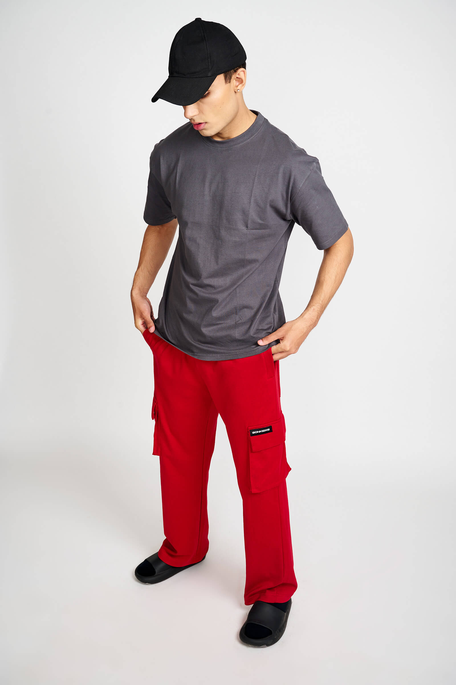 Maroon Utility Straight Fit Pants - BonkersCorner