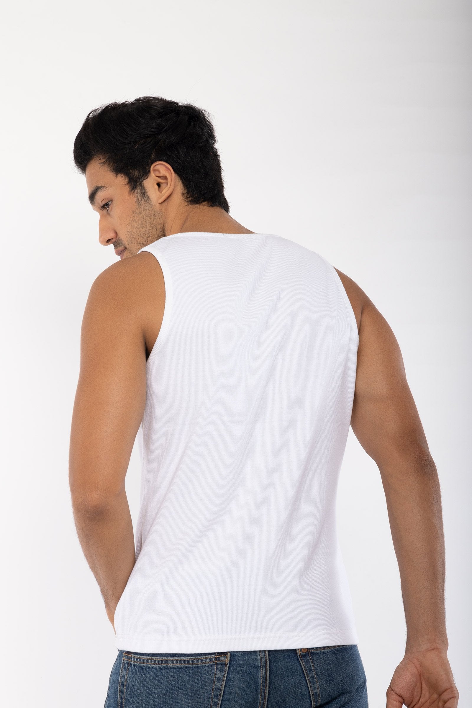 Men's White Ribbed Vest Tank - BonkersCorner