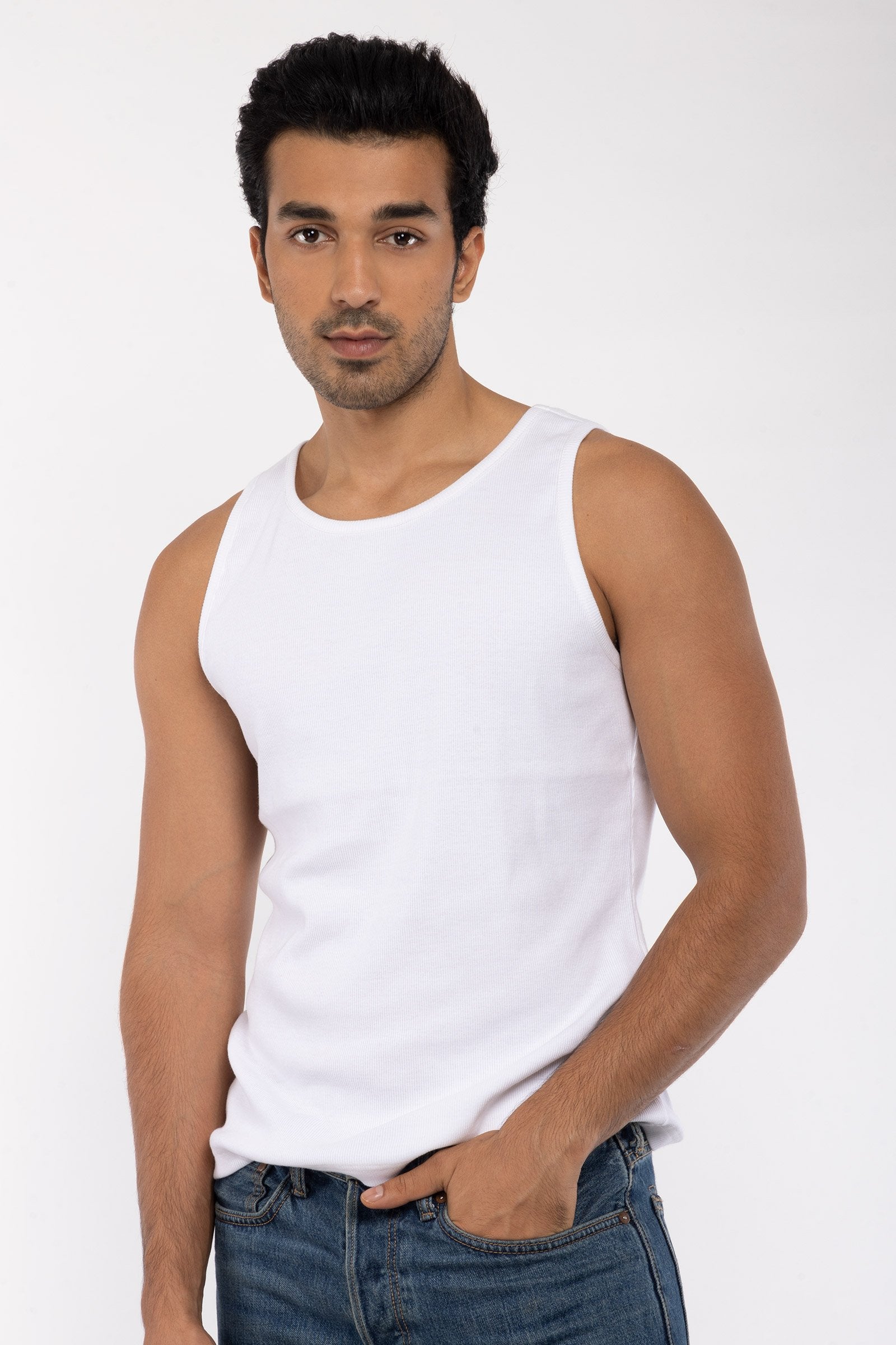 Men's White Ribbed Vest Tank - BonkersCorner