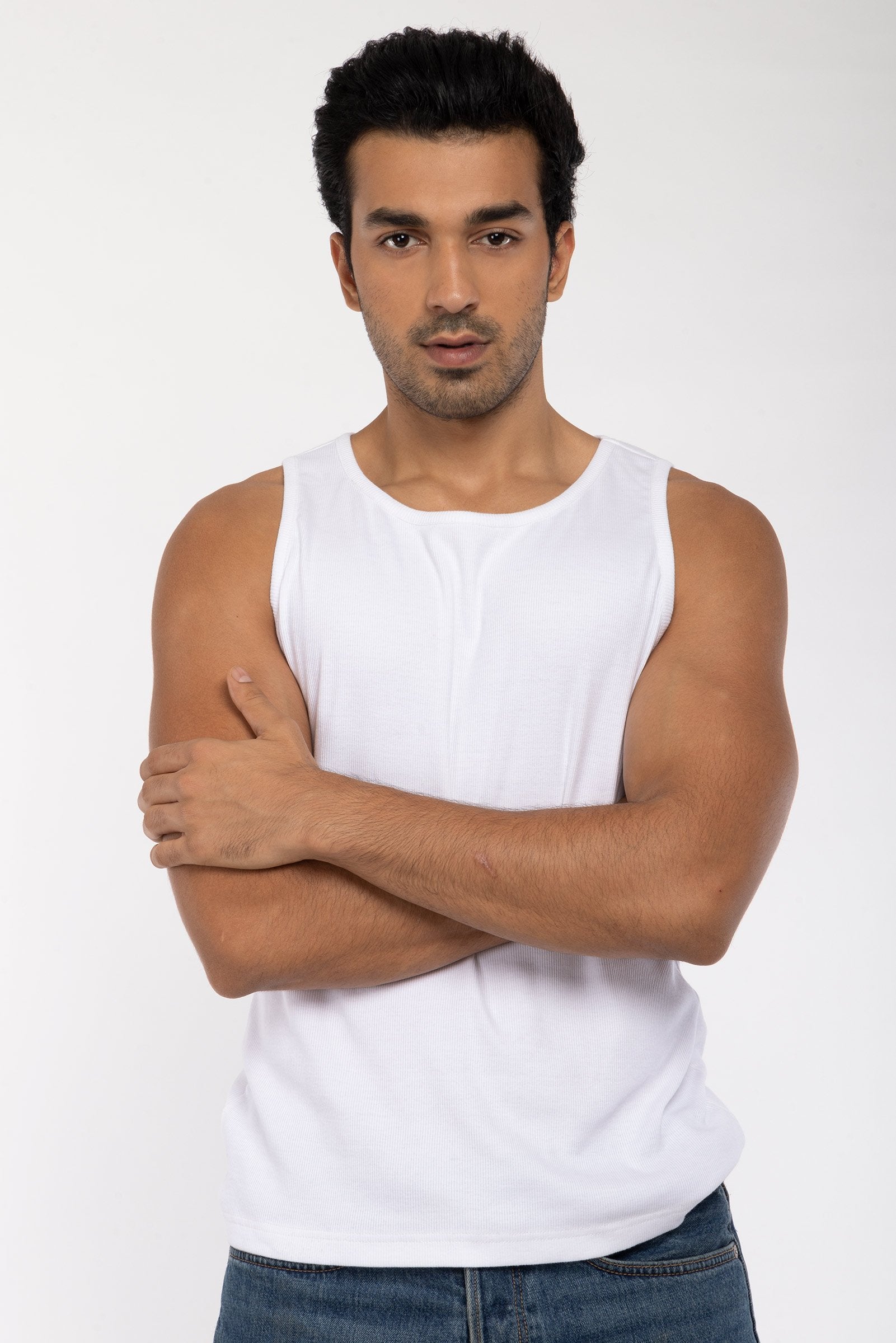 Men's White Ribbed Vest Tank - BonkersCorner