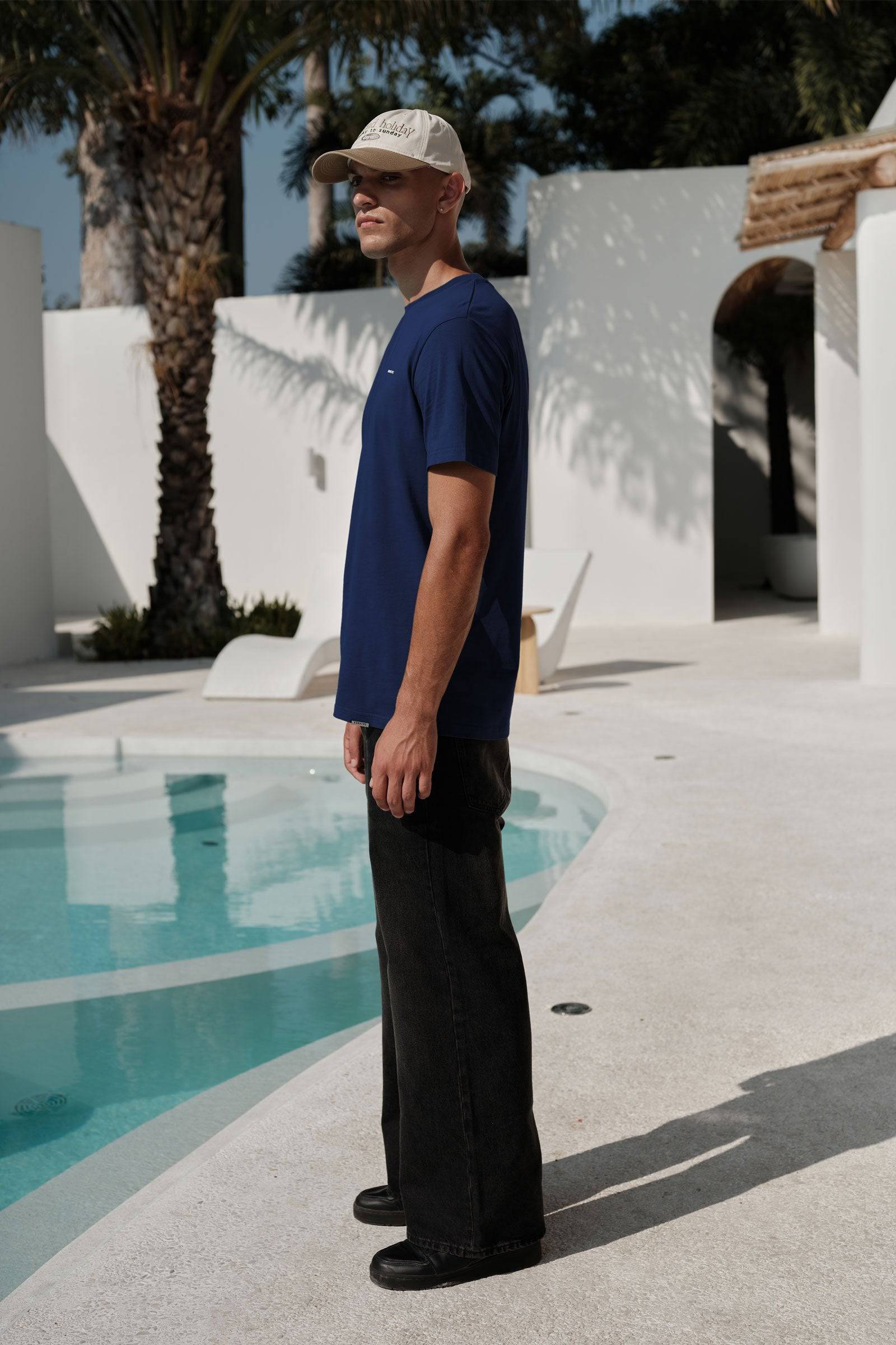 Navy Blue 100% Supima Cotton Relaxed Fit T-shirt - BonkersCorner