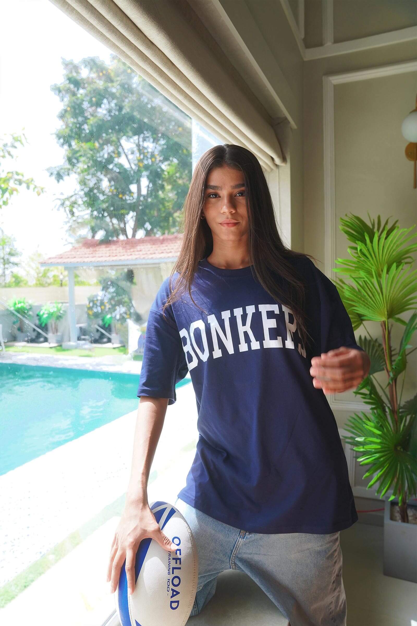 Navy Blue Signature Oversized  T-shirt - BonkersCorner