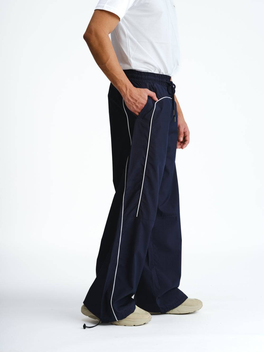 Navy Blue Sporty Deconstructed Loose Pants - BonkersCorner