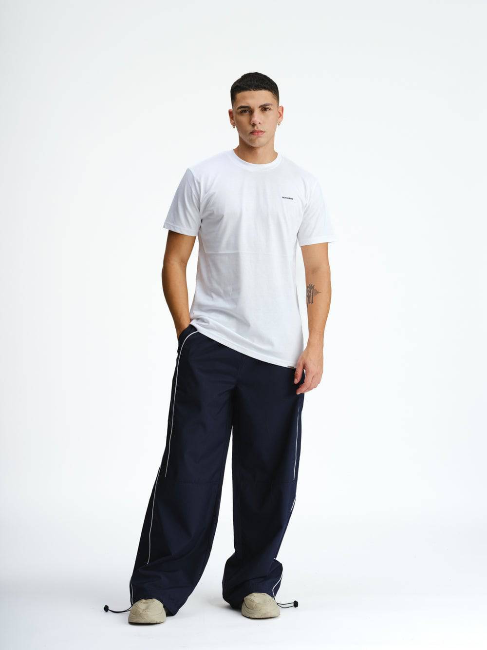 Navy Blue Sporty Deconstructed Loose Pants - BonkersCorner