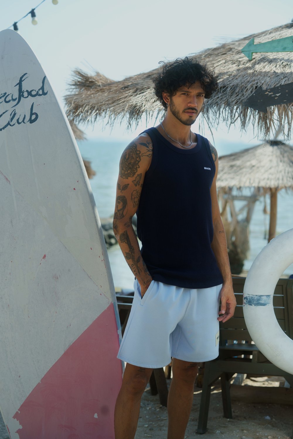 Navy Blue Waffle Tank - BonkersCorner