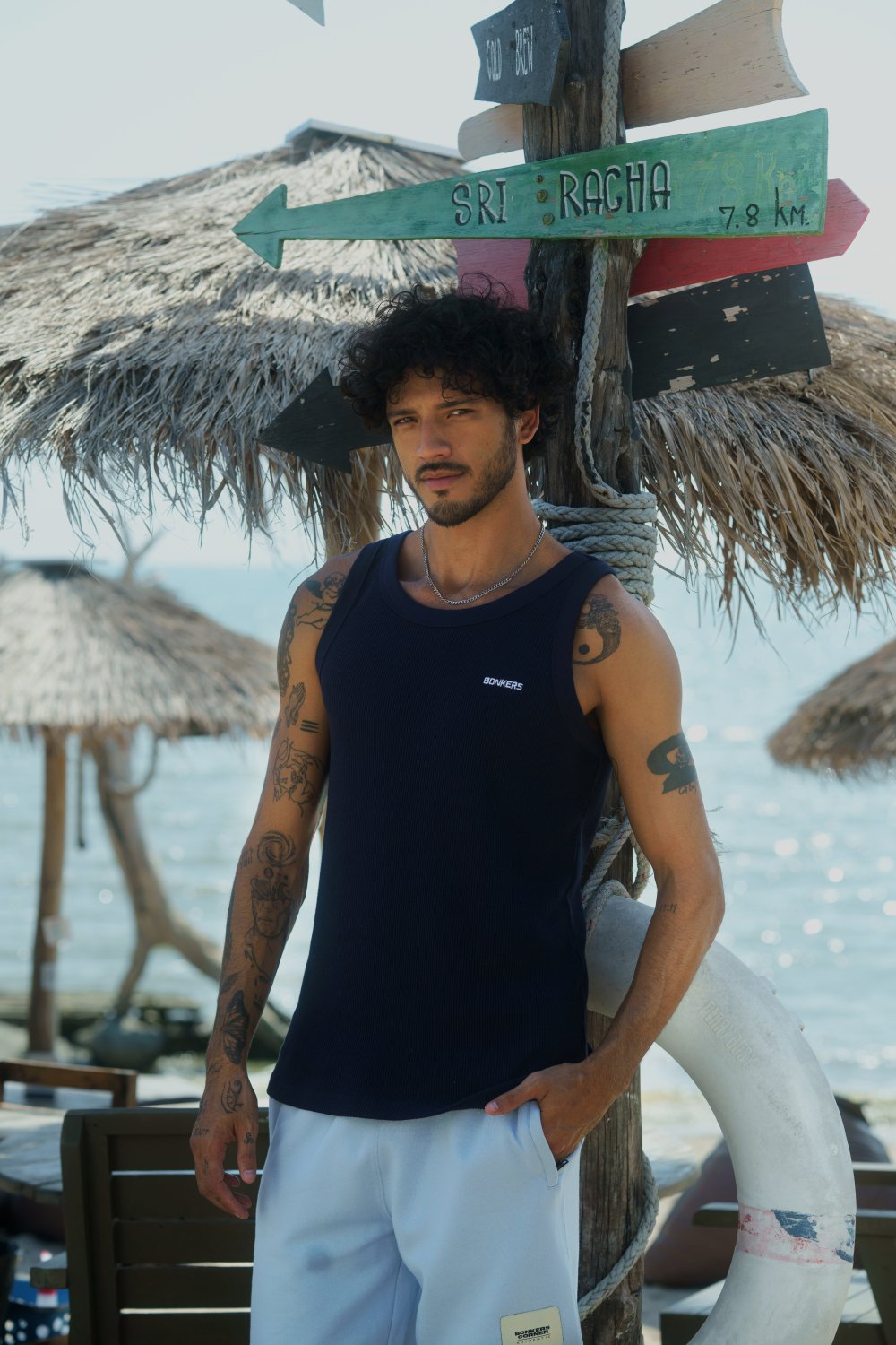 Navy Blue Waffle Tank - BonkersCorner