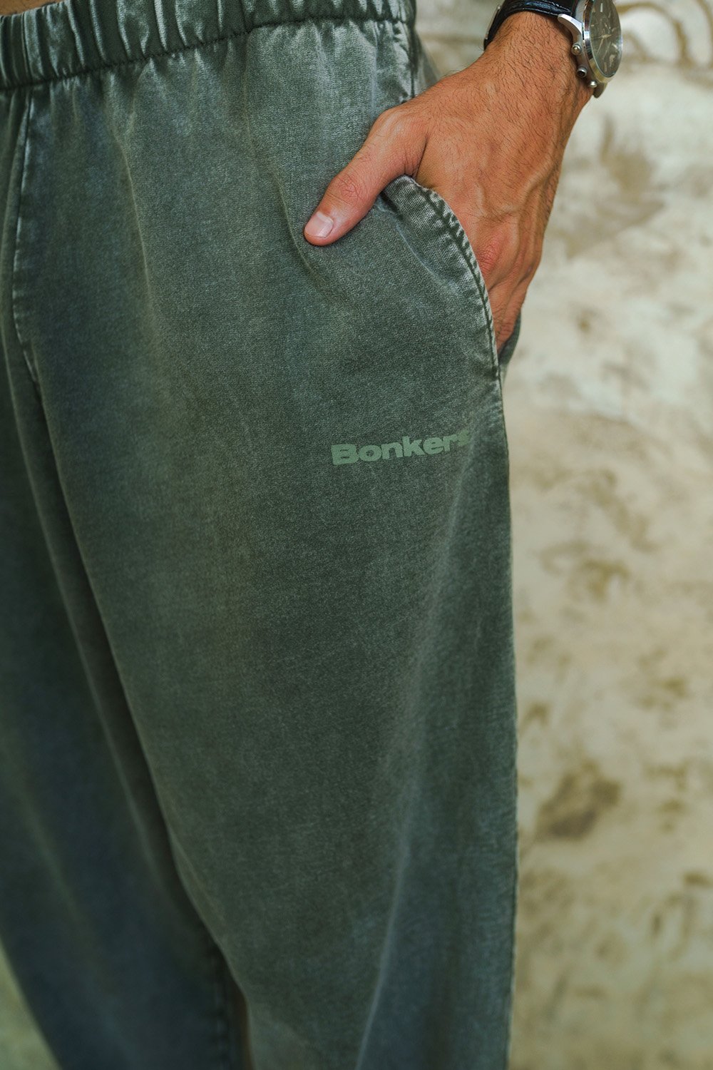 Olive Faded Loose Fit Pants - BonkersCorner