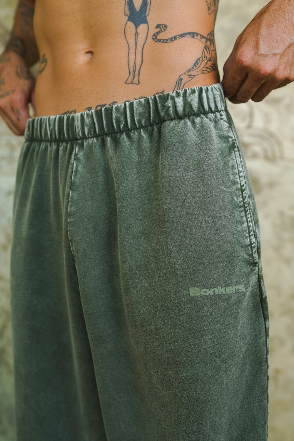 Olive Faded Loose Fit Pants - BonkersCorner
