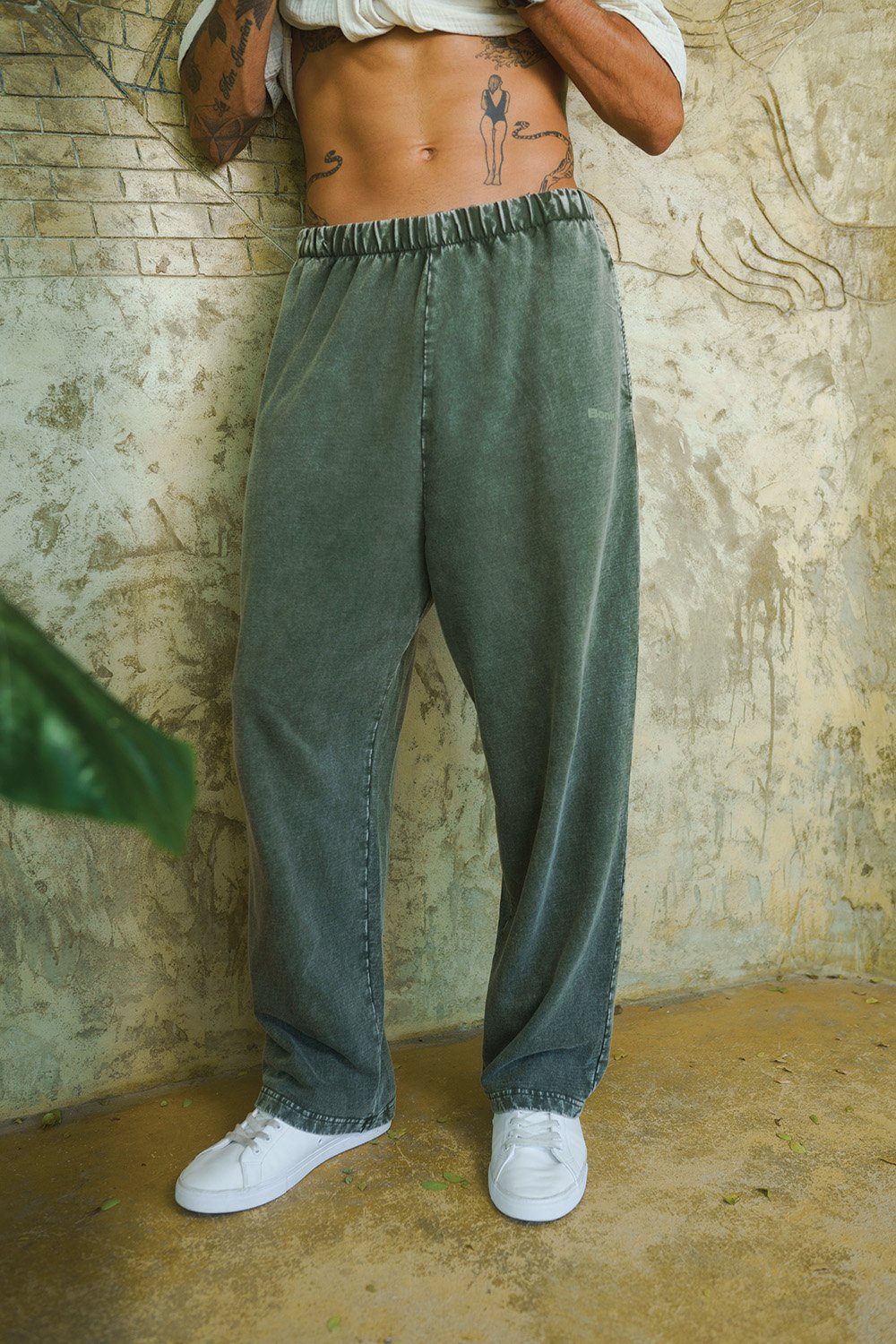 Olive Faded Loose Fit Pants - BonkersCorner