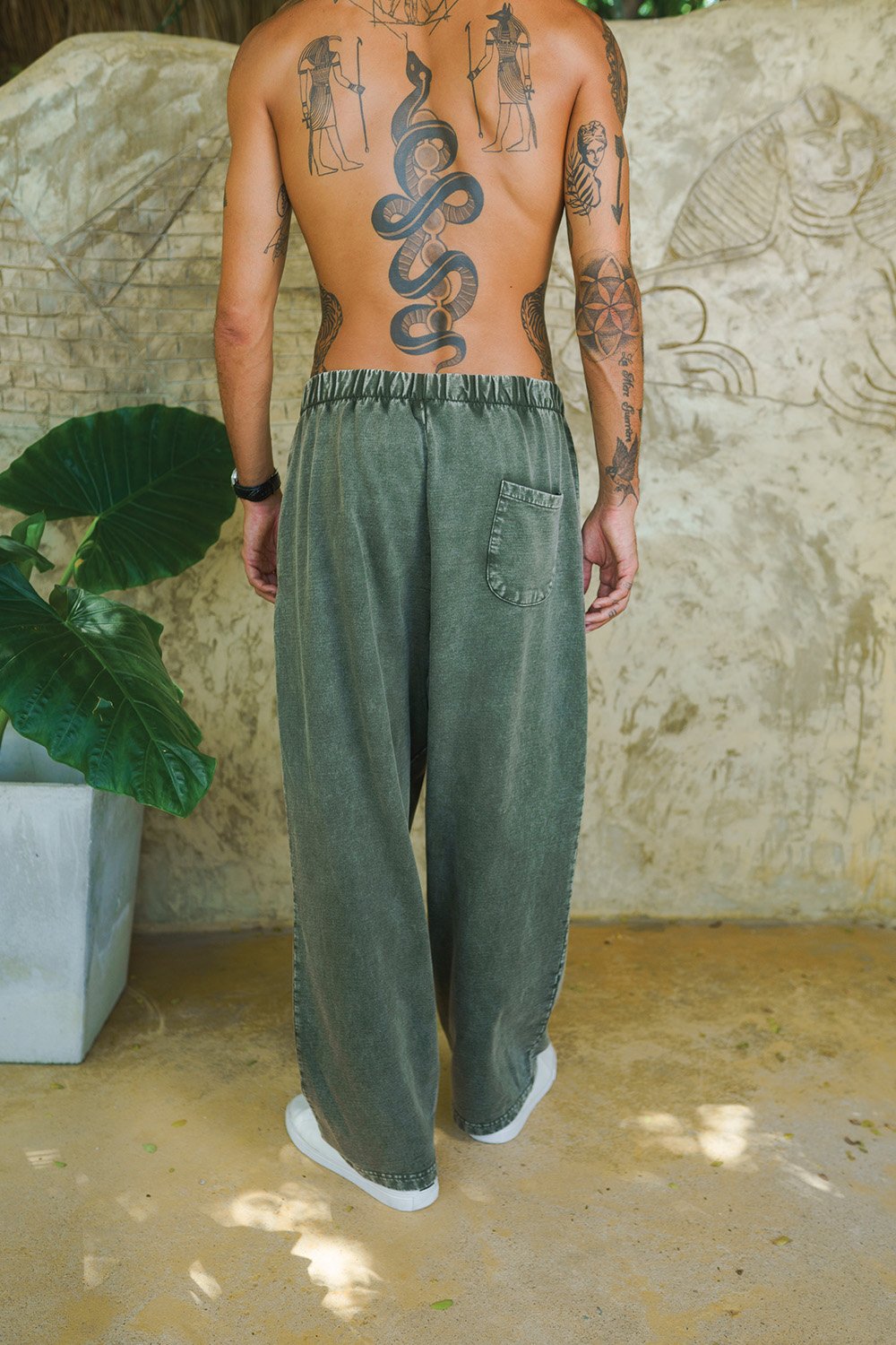 Olive Faded Loose Fit Pants - BonkersCorner