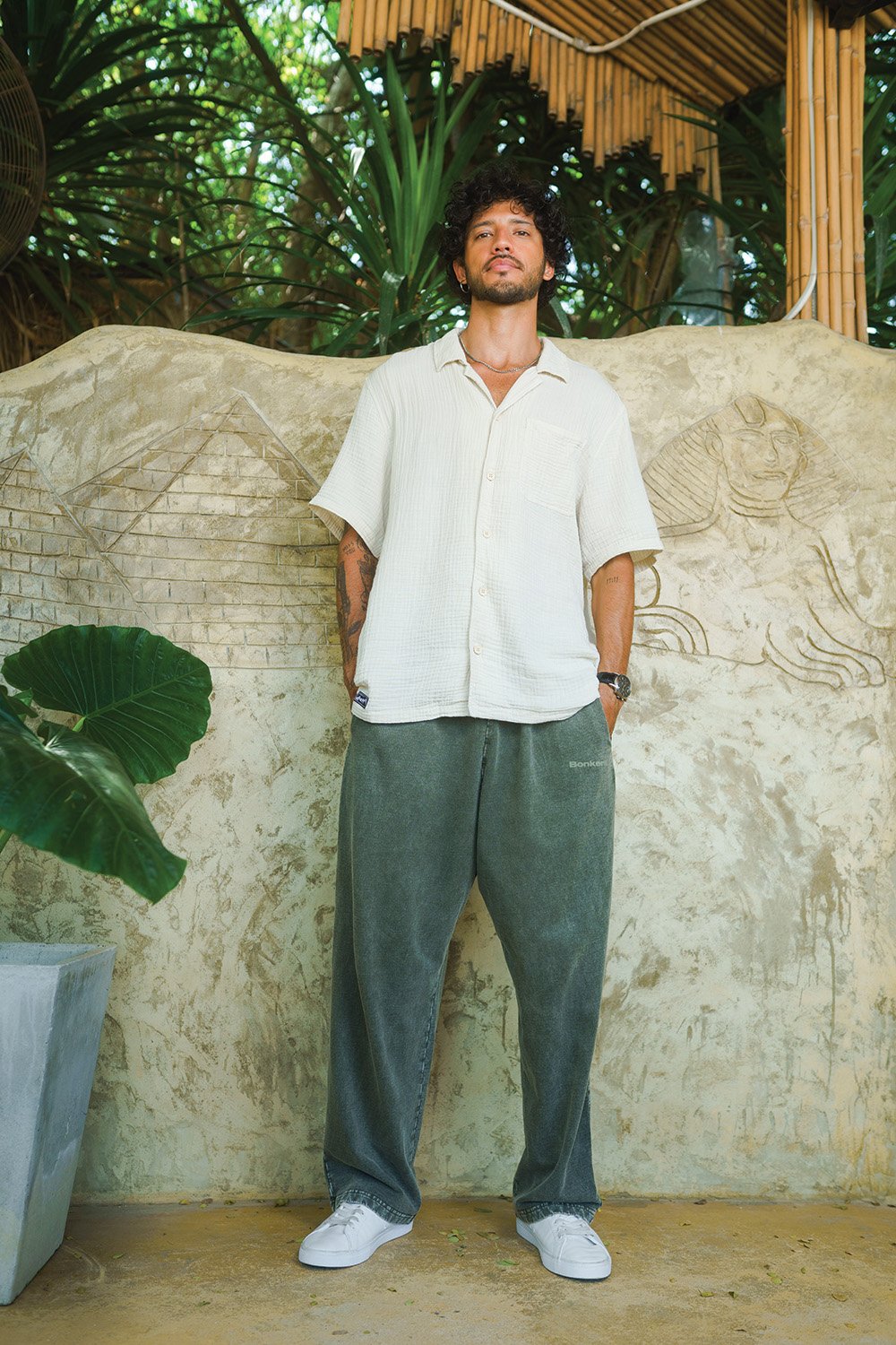 Olive Faded Loose Fit Pants - BonkersCorner