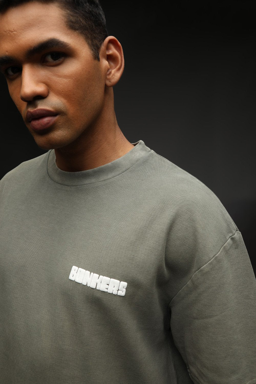Olive Heavyweight Pique Oversized T-shirt - BonkersCorner