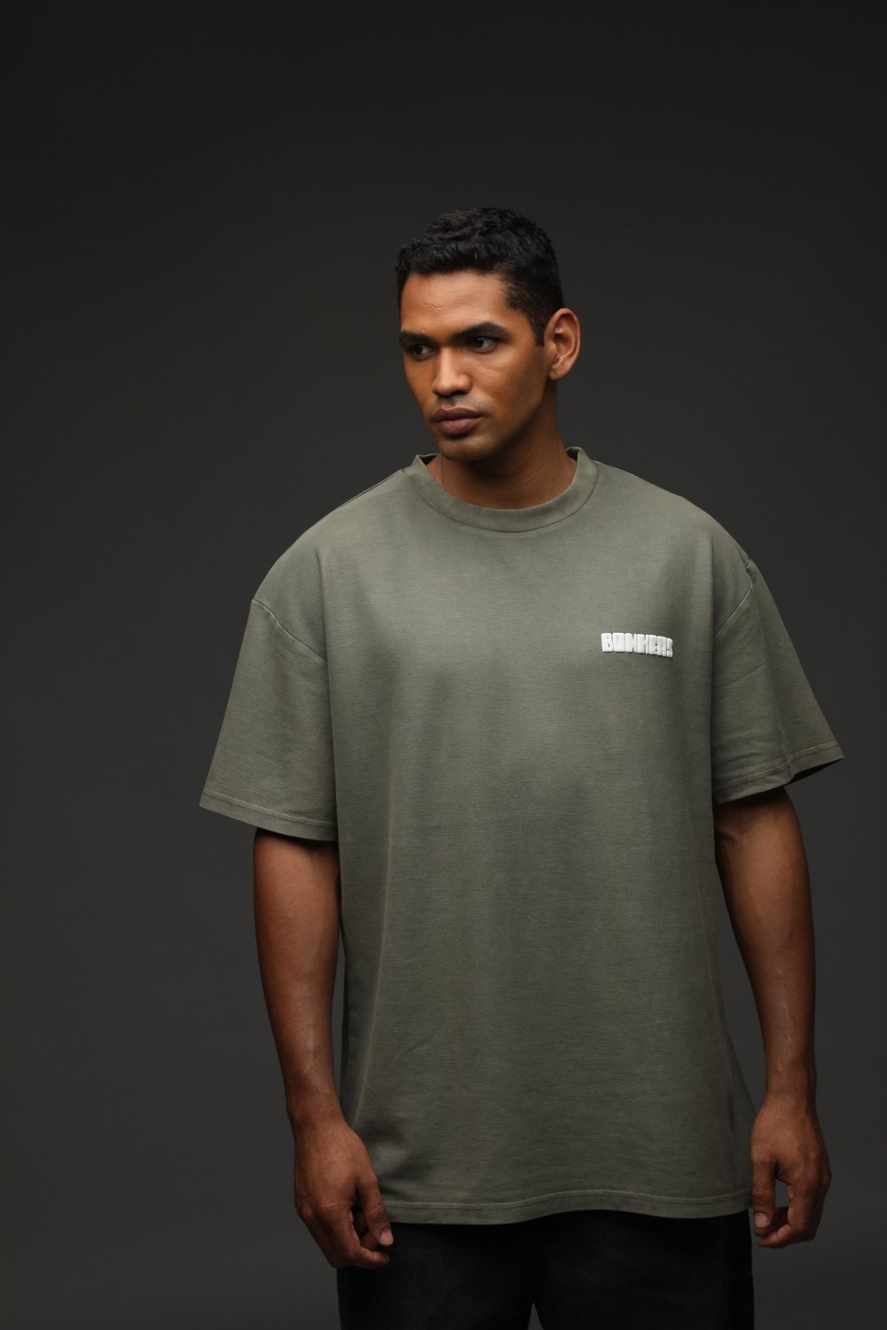 Olive Heavyweight Pique Oversized T-shirt - BonkersCorner