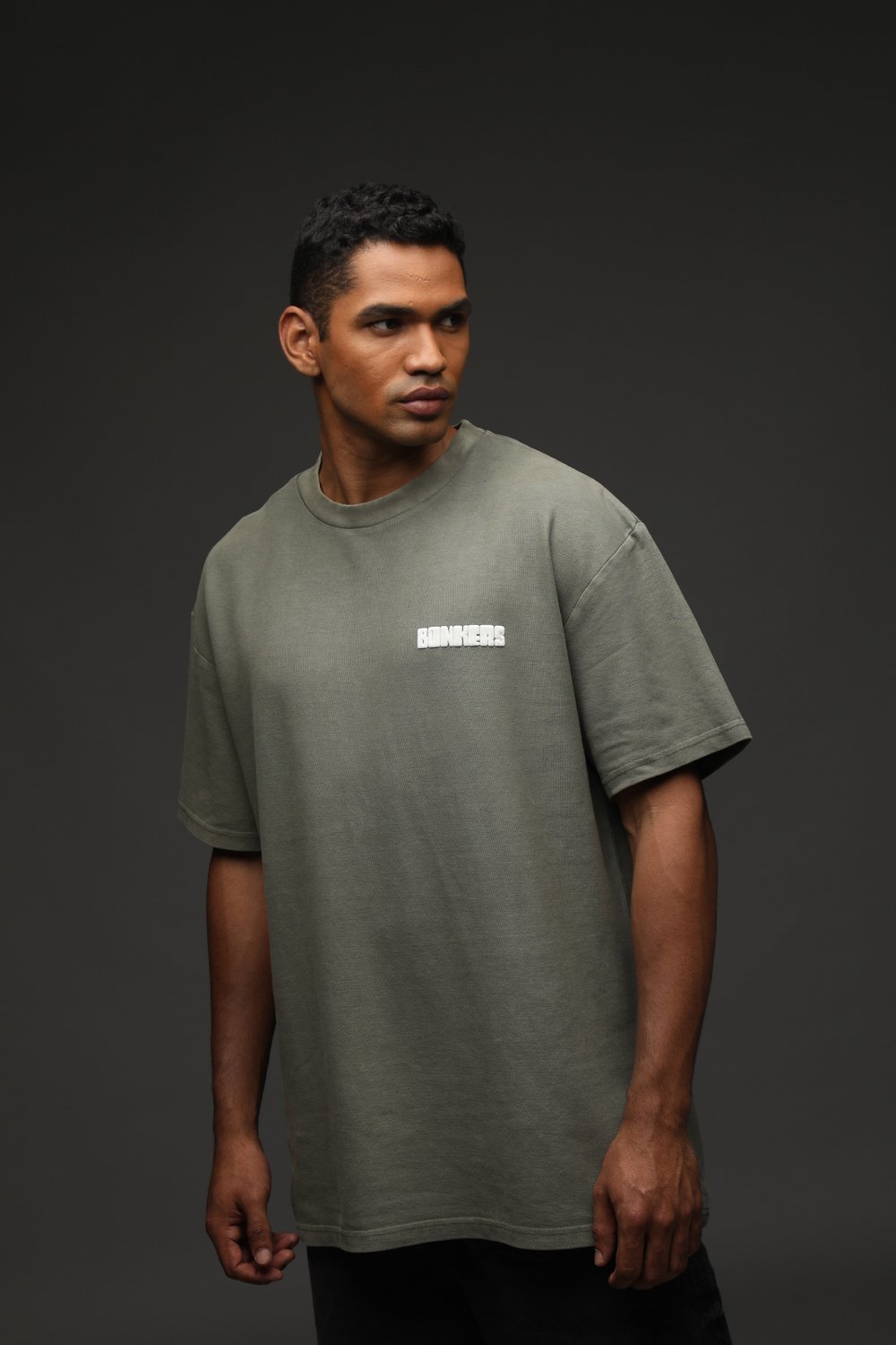 Olive Heavyweight Pique Oversized T-shirt - BonkersCorner