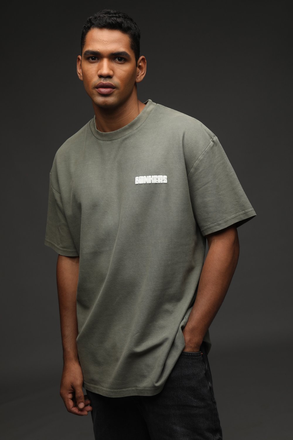 Olive Heavyweight Pique Oversized T-shirt - BonkersCorner