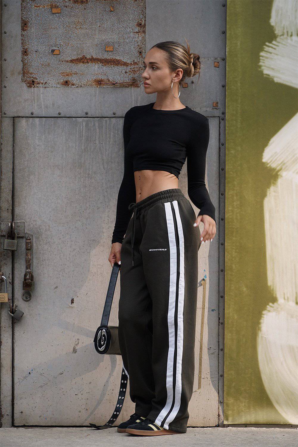 Olive Sporty Straight Fit Pants - BonkersCorner