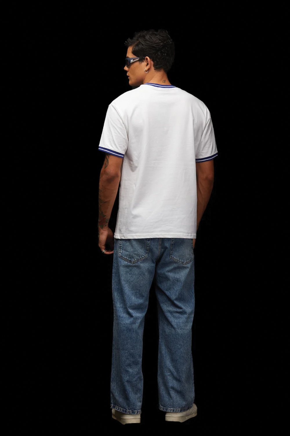 Outlined Collar Oversized T-shirt - BonkersCorner
