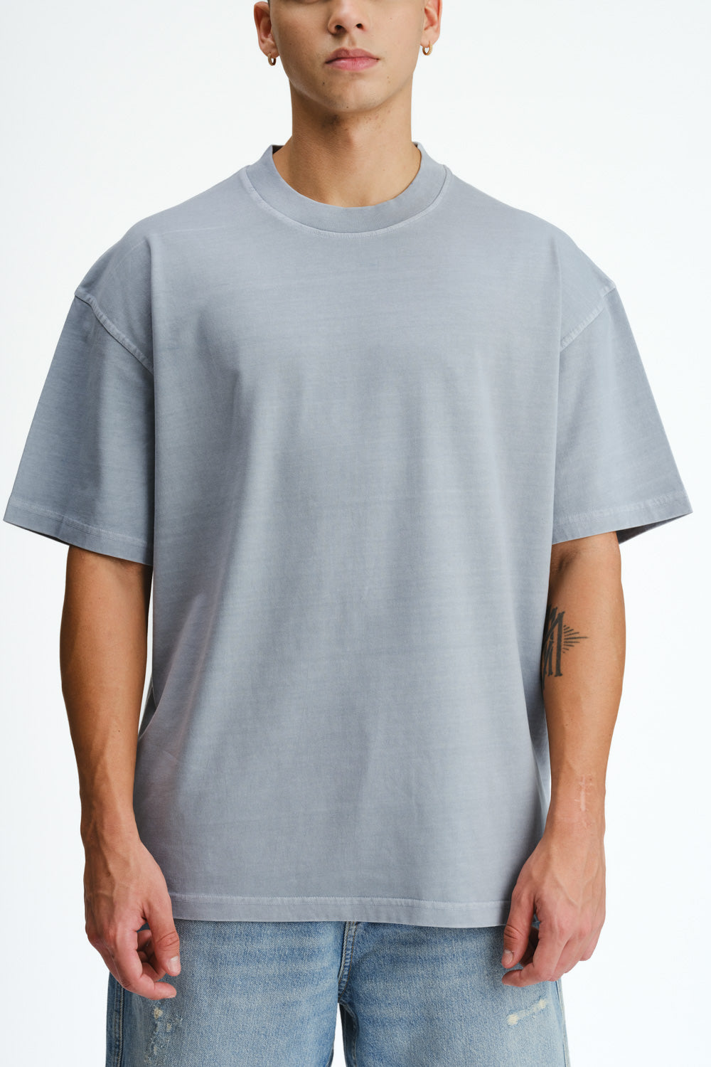 Pastel Blue Heavyweight Faded T-shirt - BonkersCorner