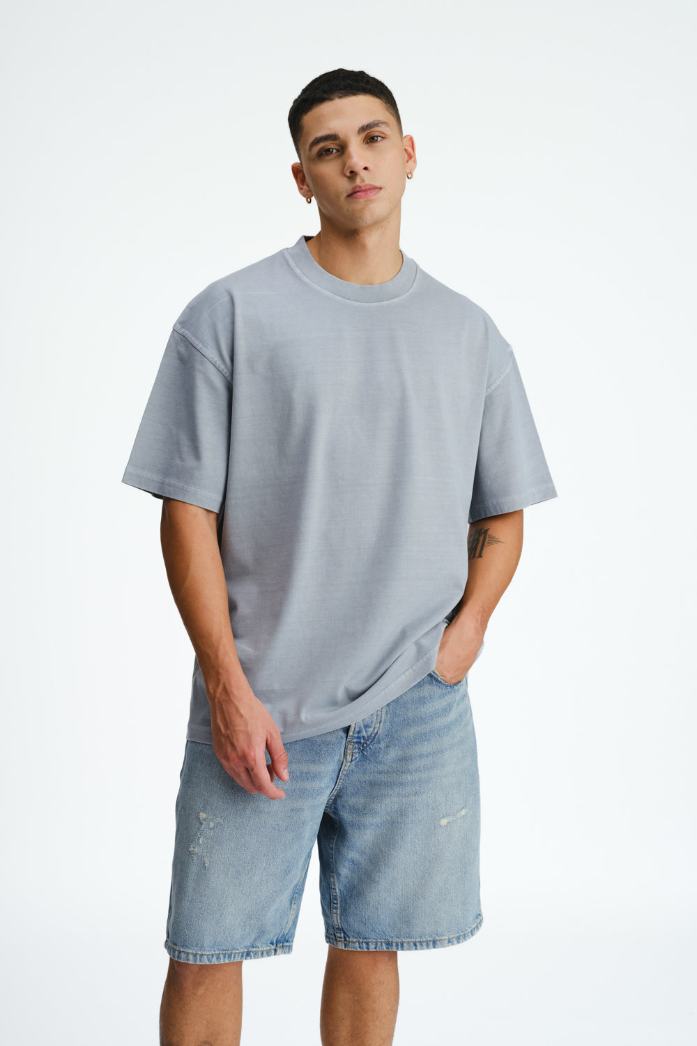 Pastel Blue Heavyweight Faded T-shirt - BonkersCorner