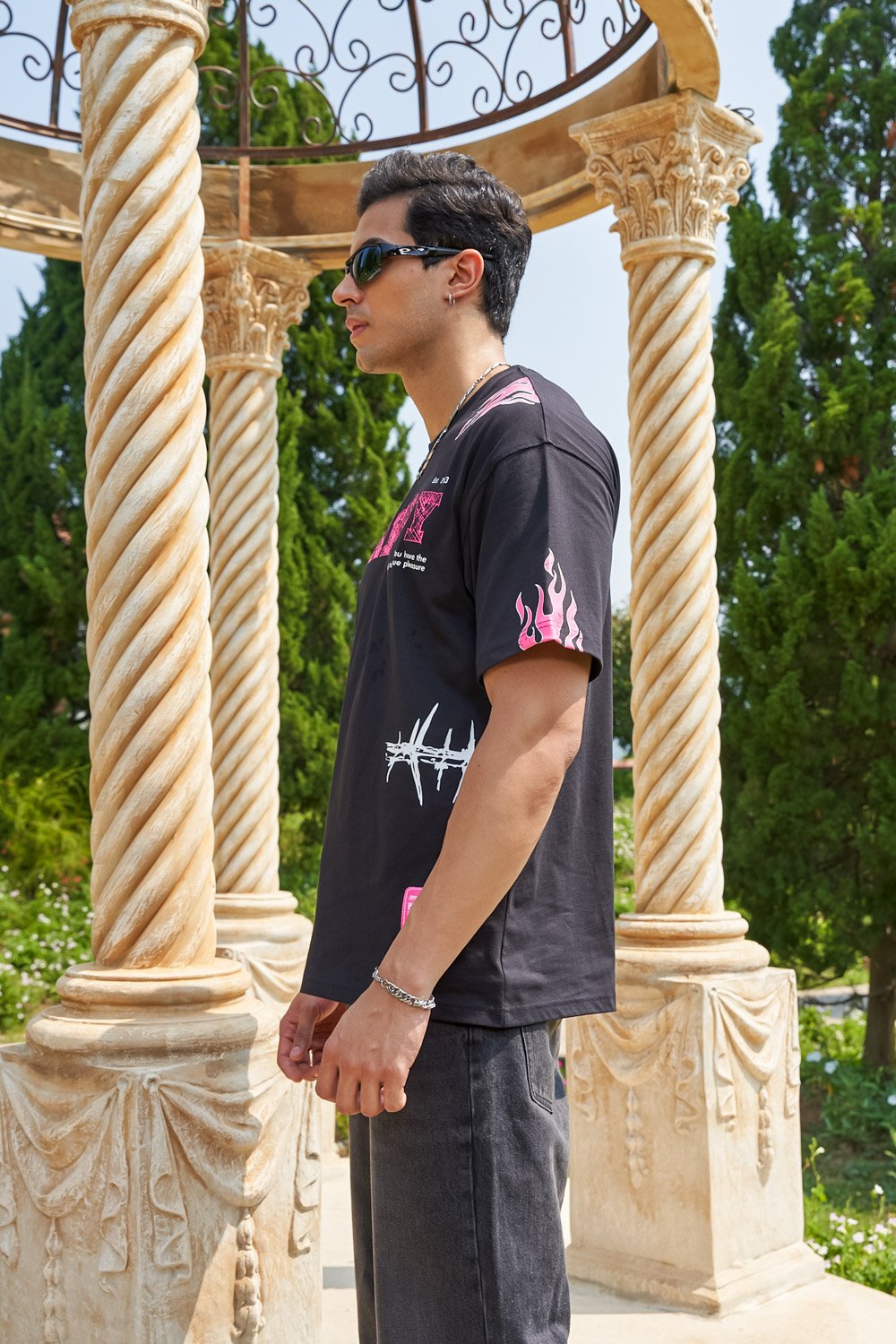 Pink Flame Playboy Oversized T-shirt - BonkersCorner