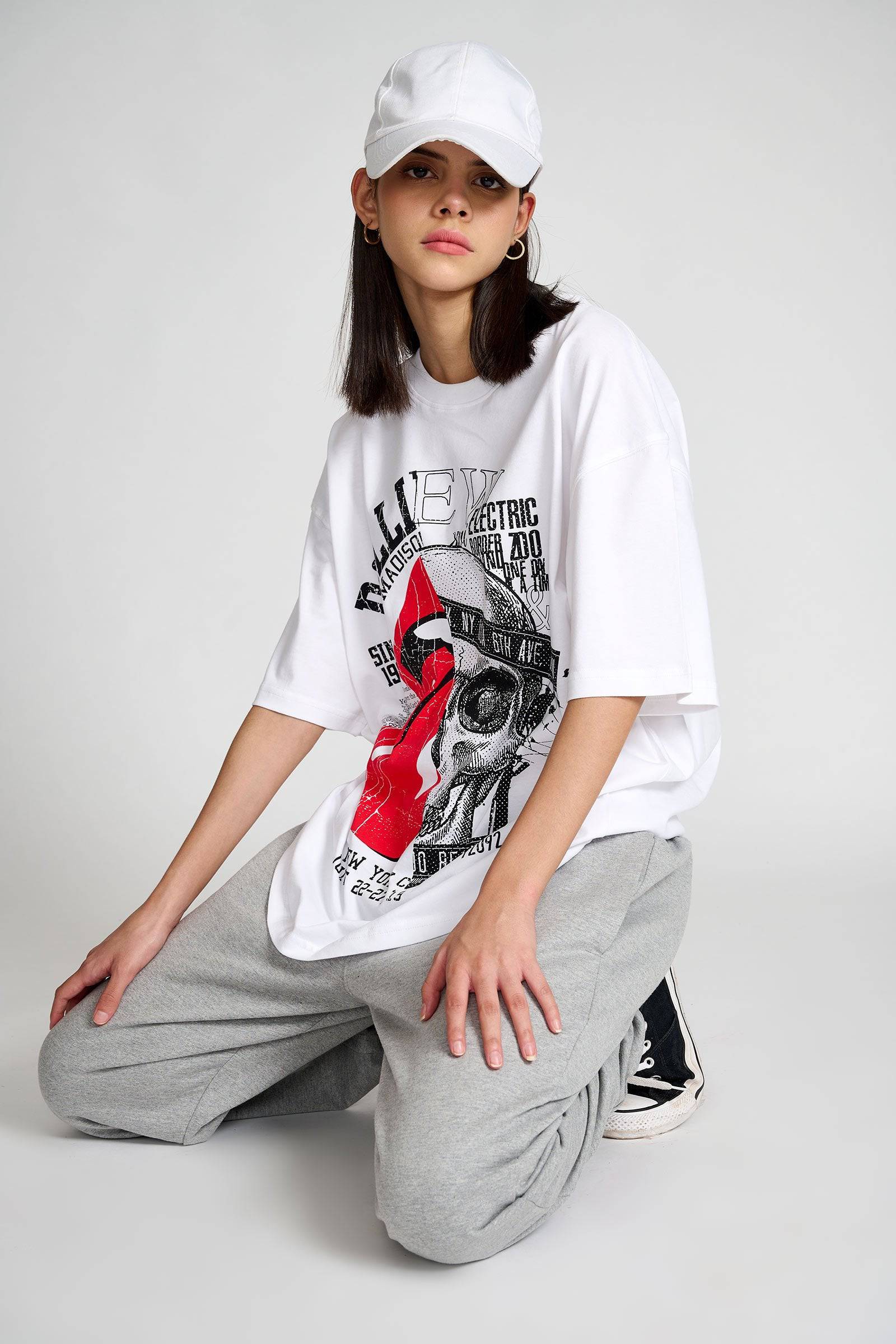 Punk White Oversized T-shirt - BonkersCorner