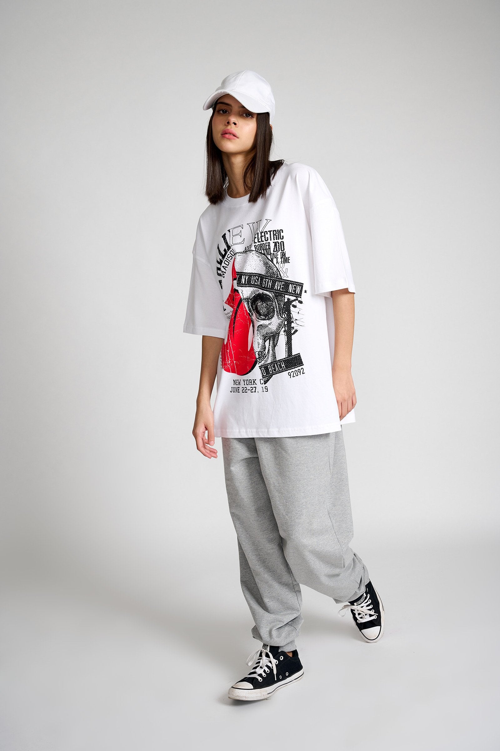 Punk White Oversized T-shirt - BonkersCorner