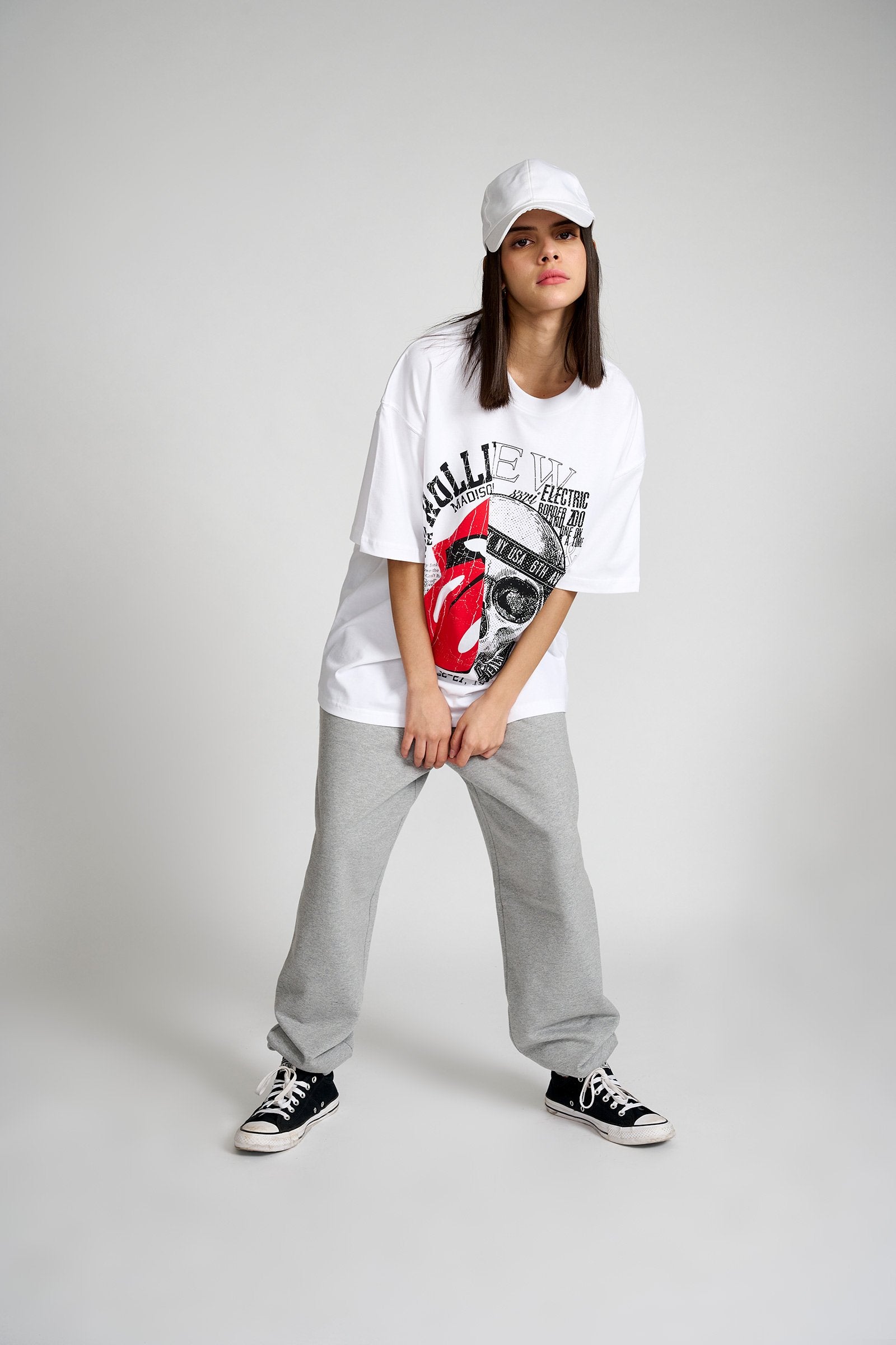 Punk White Oversized T-shirt - BonkersCorner