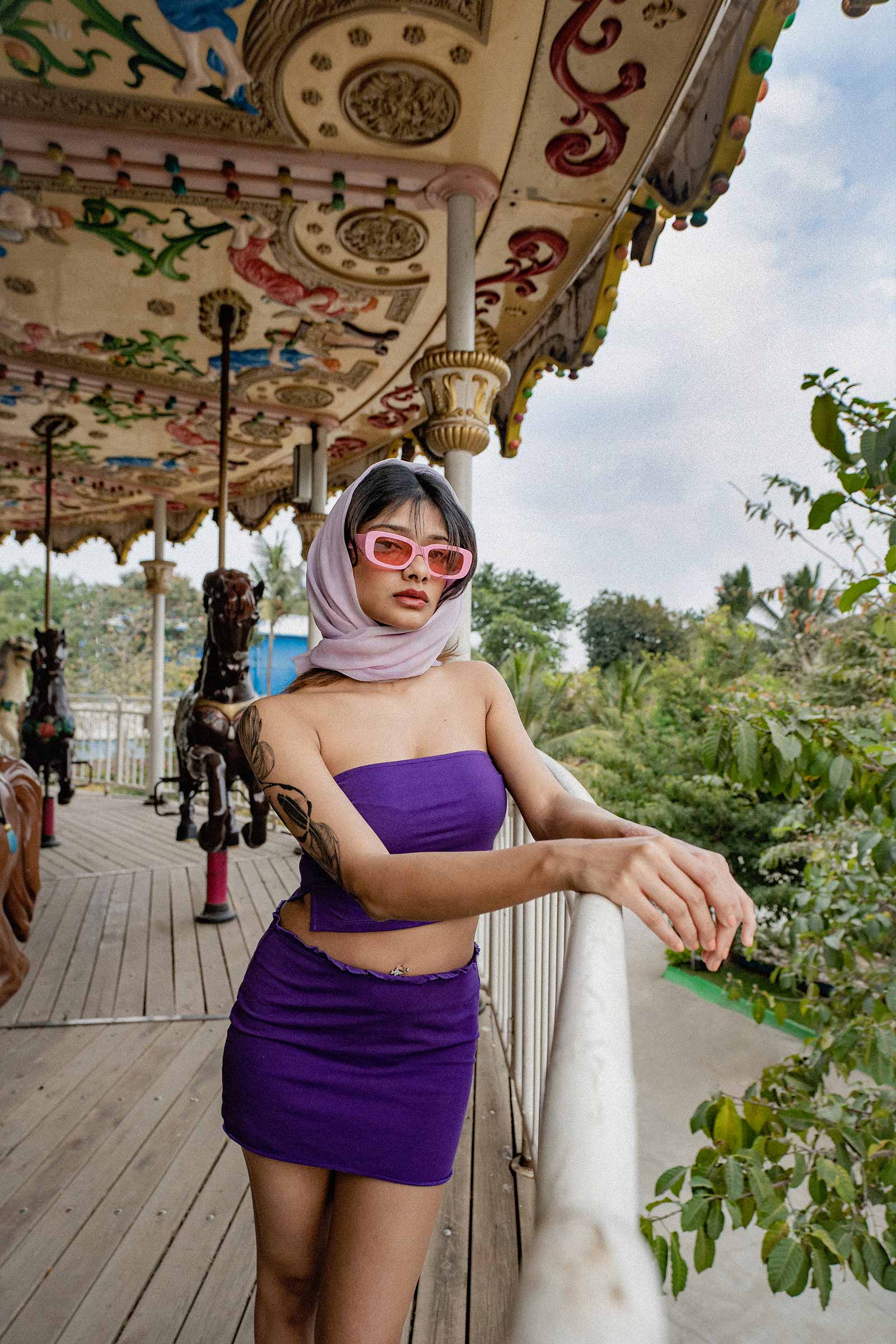 Purple Strapless Co-ord Set - BonkersCorner