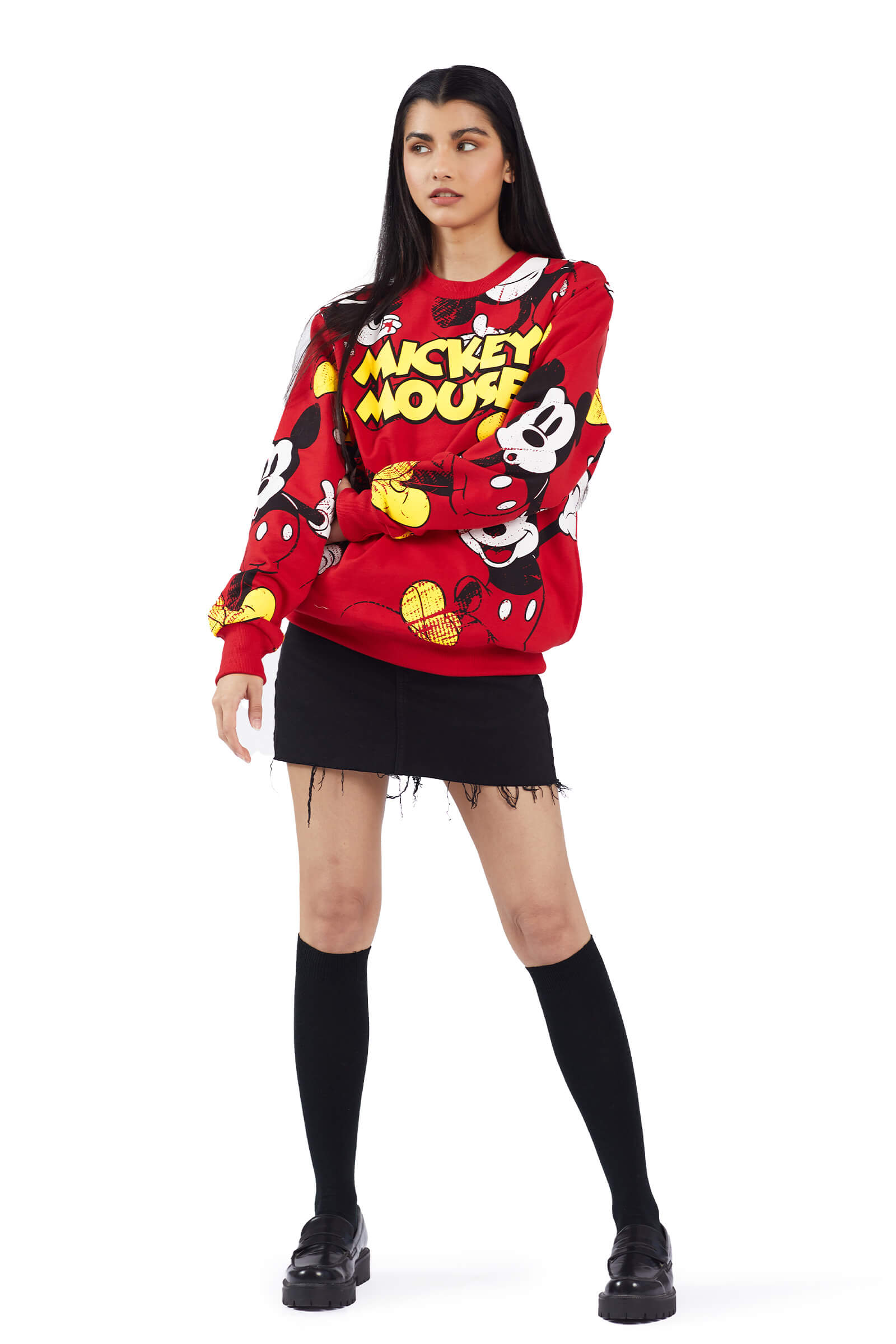 Red Mickey Mouse Oversized Sweatshirt - BonkersCorner