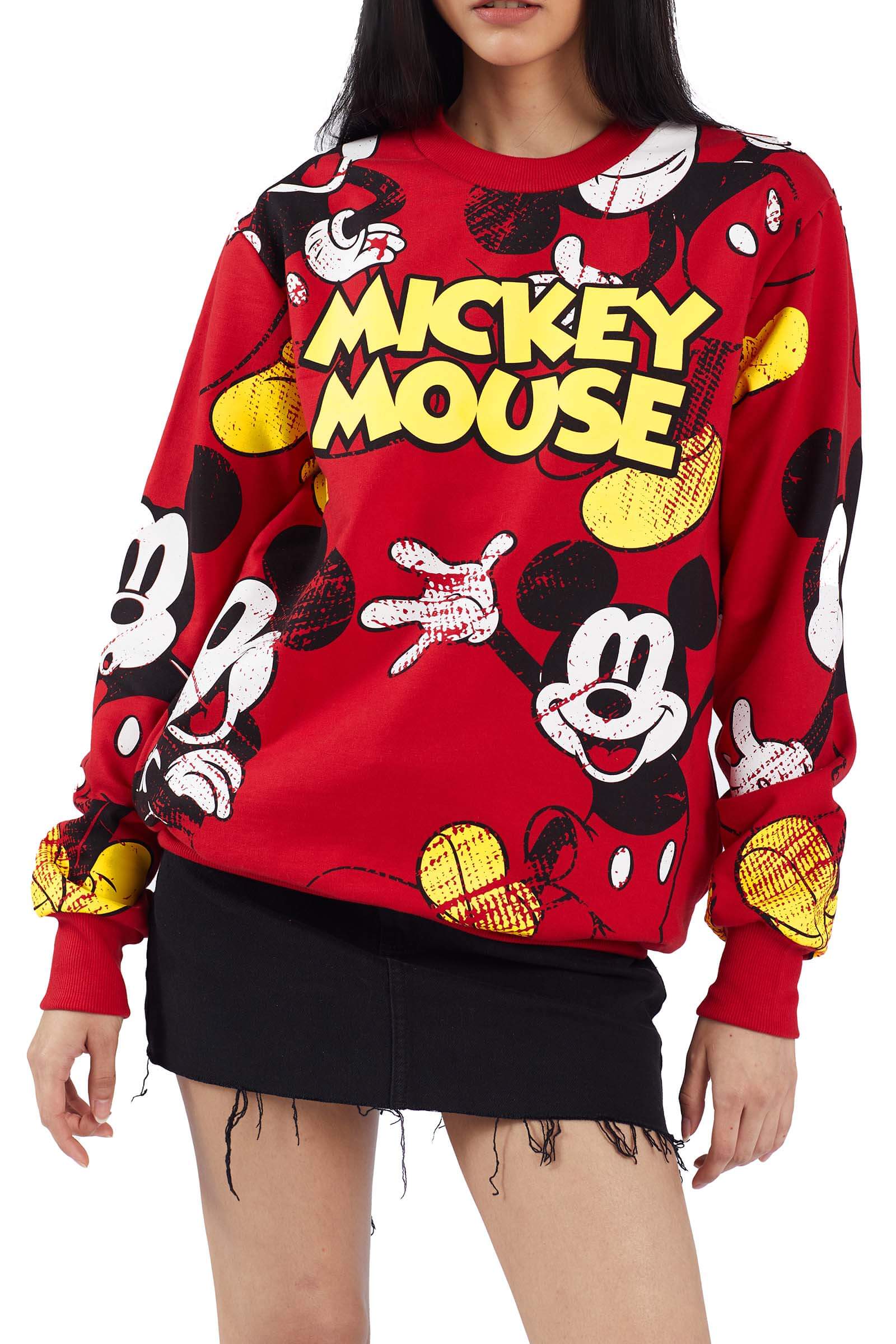 Red Mickey Mouse Oversized Sweatshirt - BonkersCorner