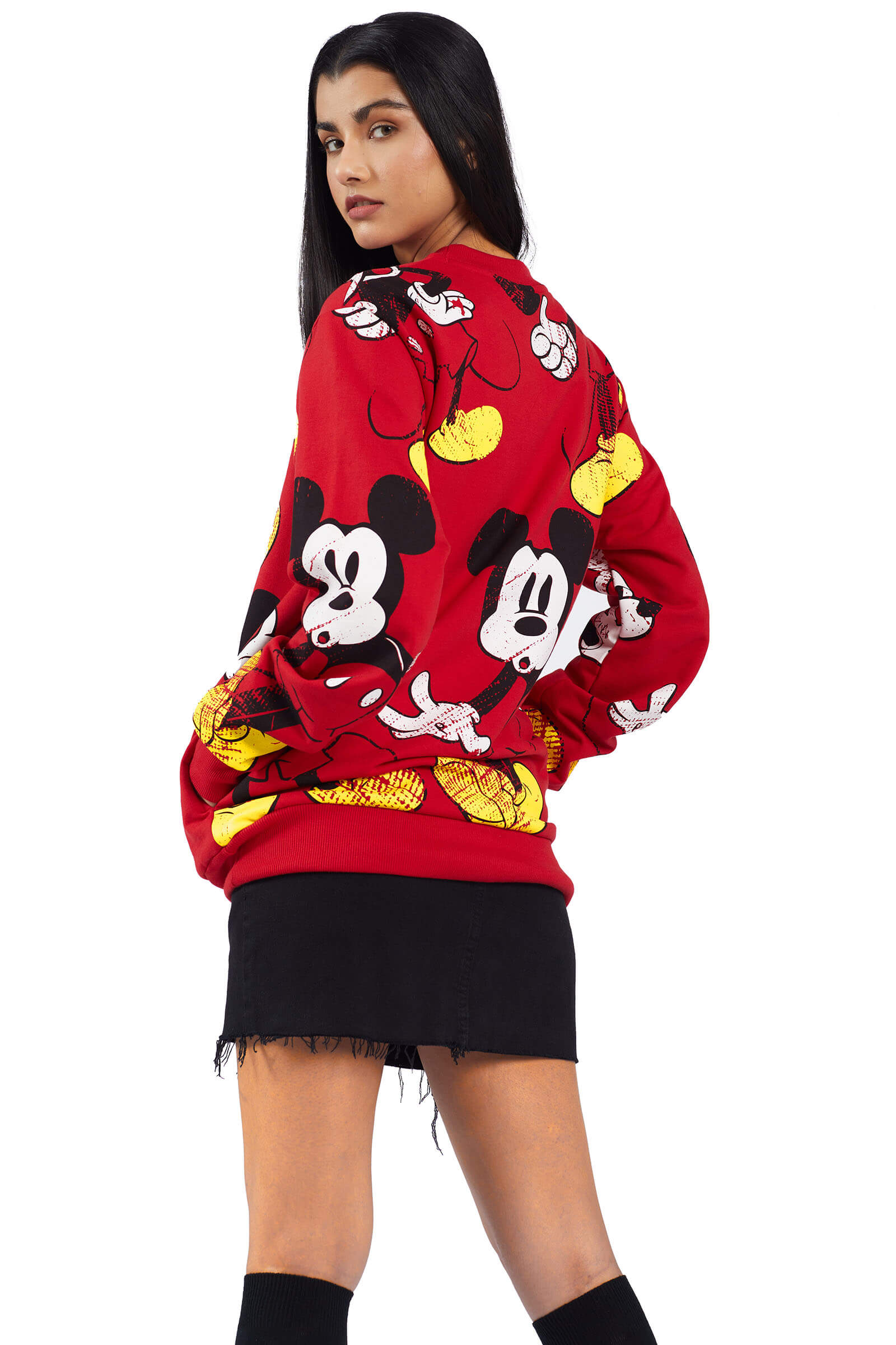Red Mickey Mouse Oversized Sweatshirt - BonkersCorner