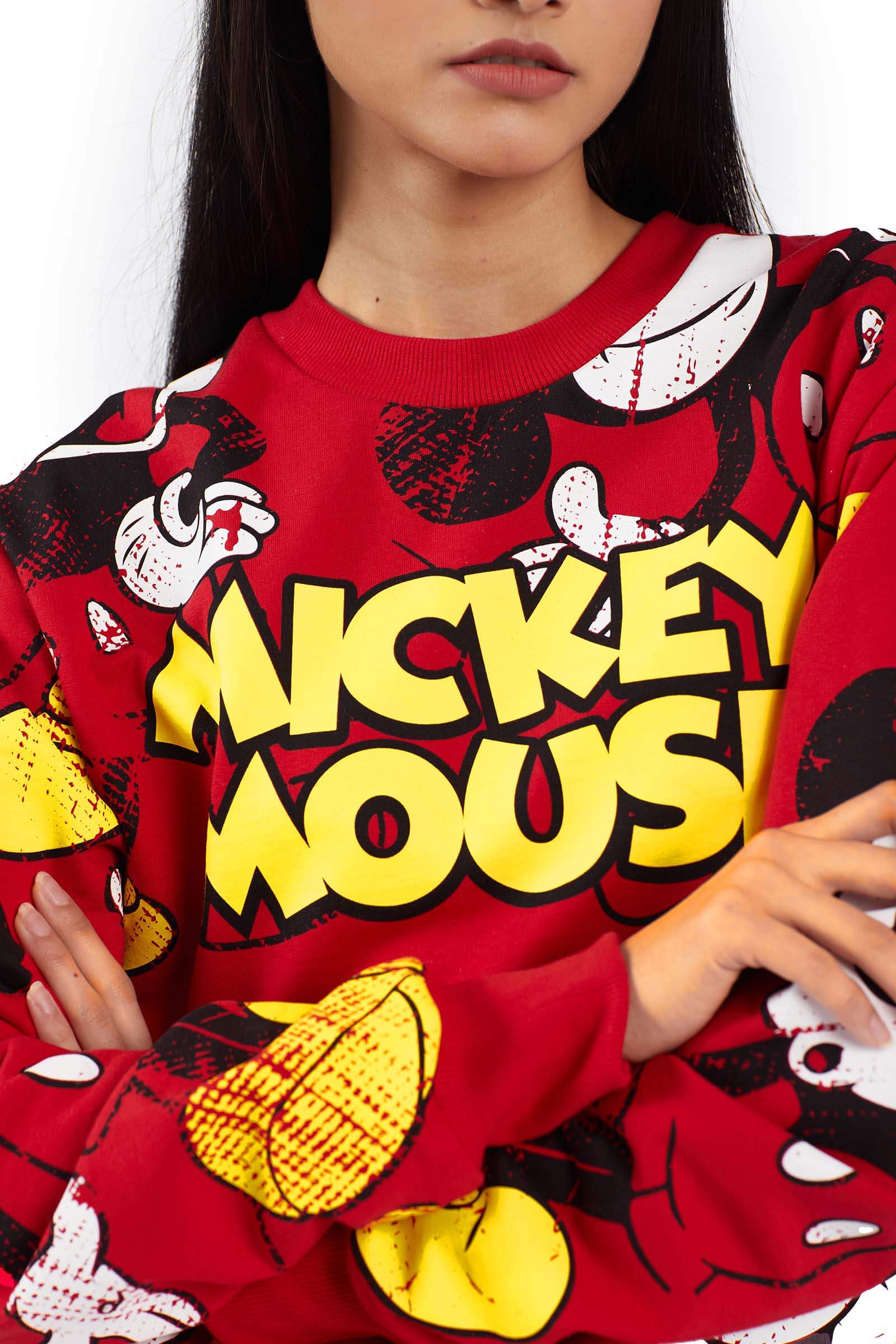 Red Mickey Mouse Oversized Sweatshirt - BonkersCorner