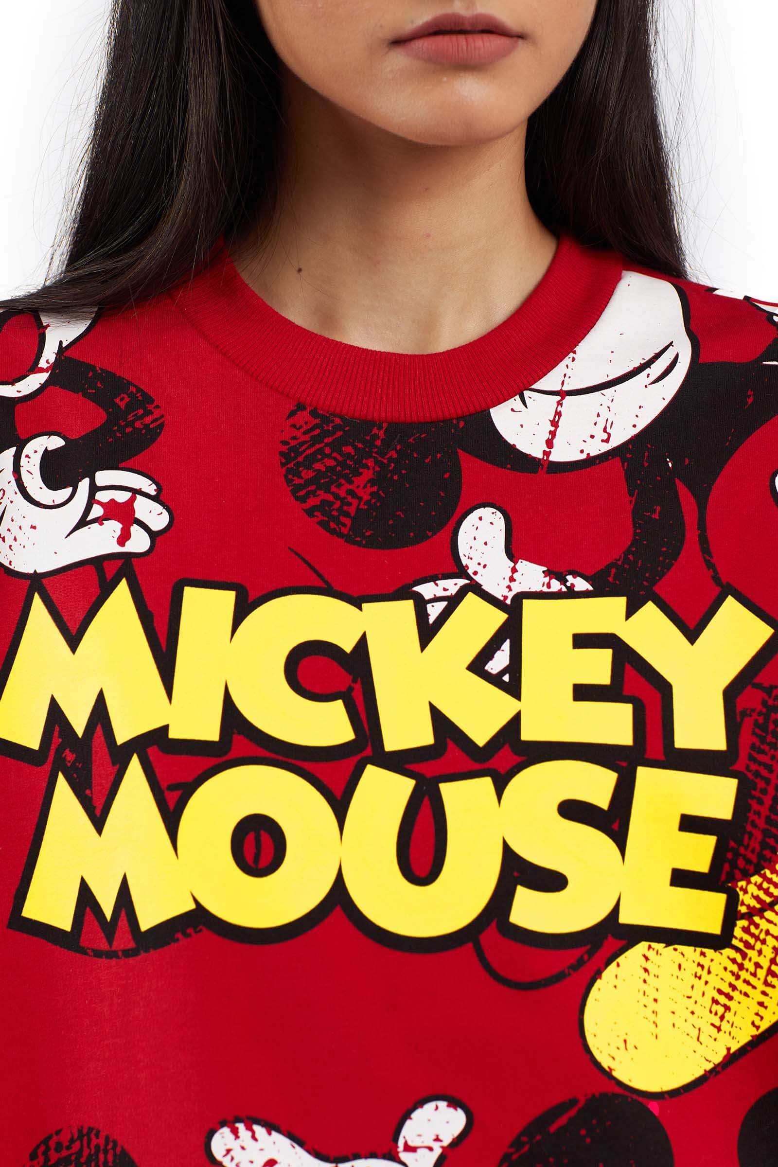 Red Mickey Mouse Oversized Sweatshirt - BonkersCorner
