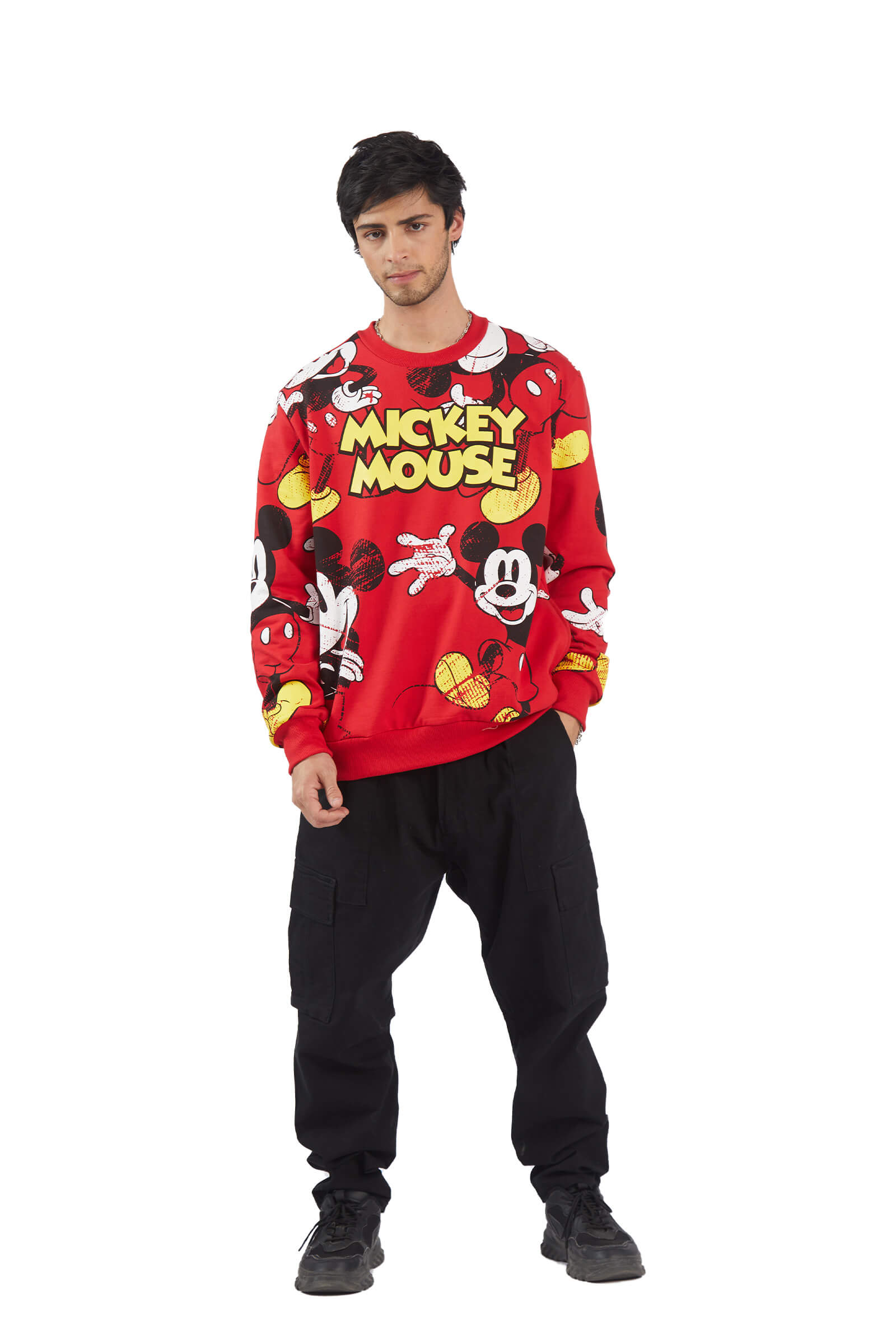 Red Mickey Mouse Oversized Sweatshirt - BonkersCorner