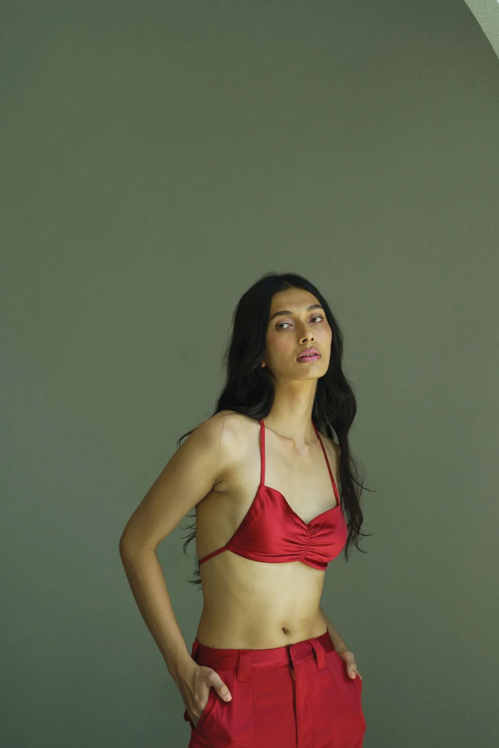 Red Satin Backless Top - BonkersCorner