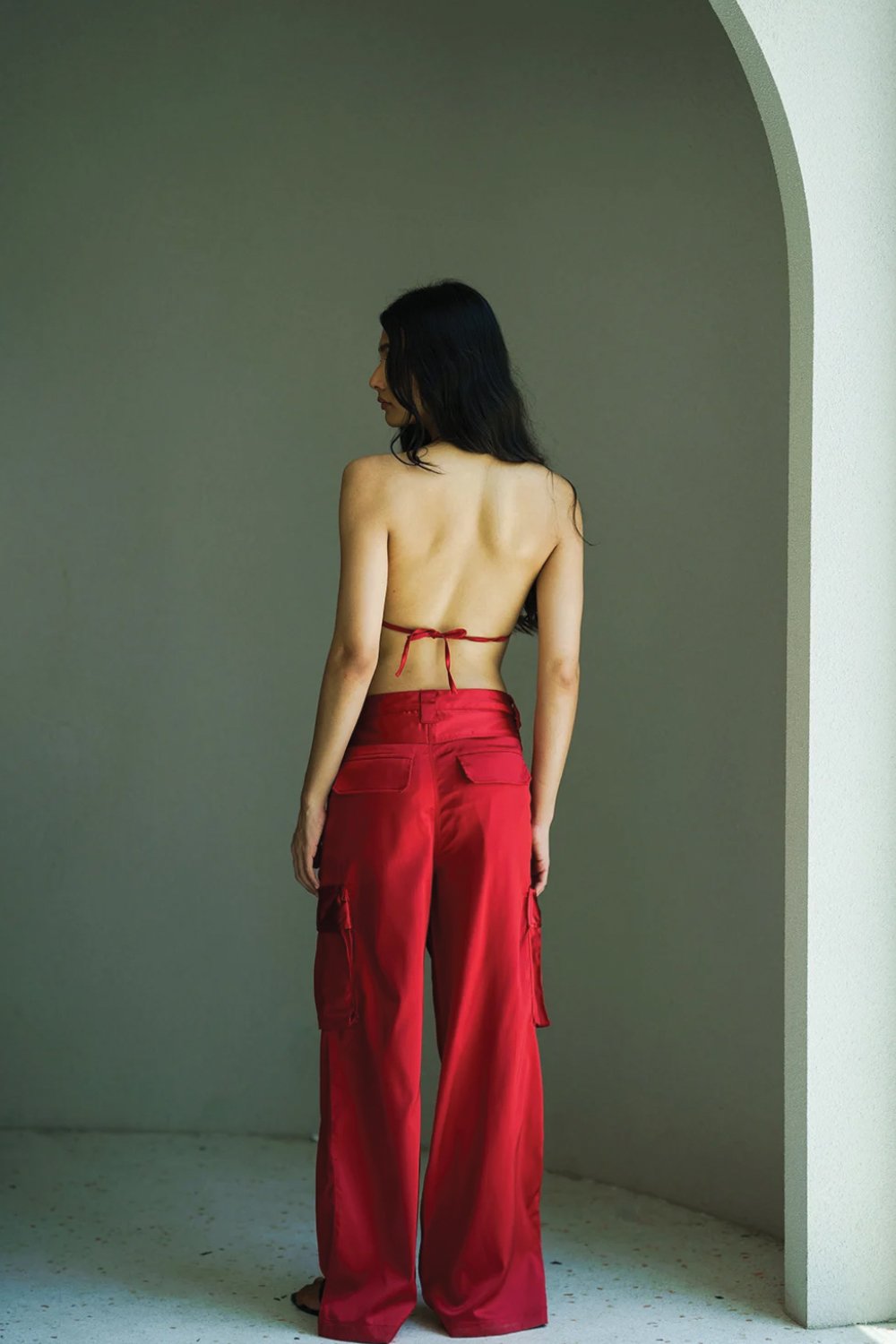 Red Satin Backless Top - BonkersCorner