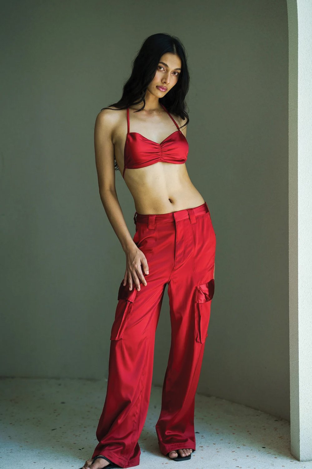 Red Satin Backless Top - BonkersCorner