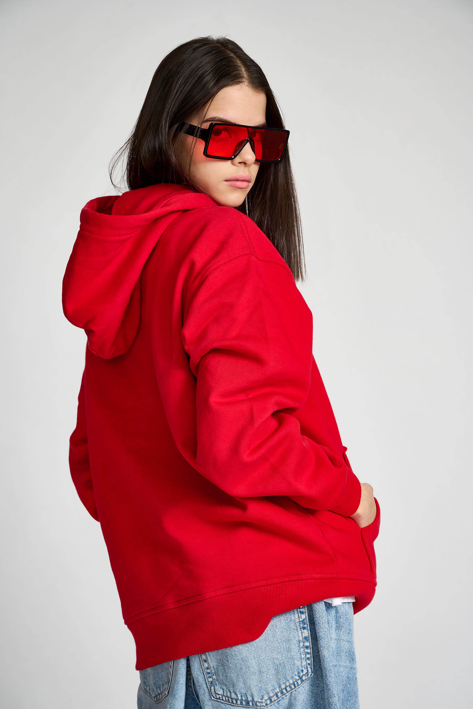 Red Signature Oversized Heavyweight Hoodie (Fleece) - BonkersCorner