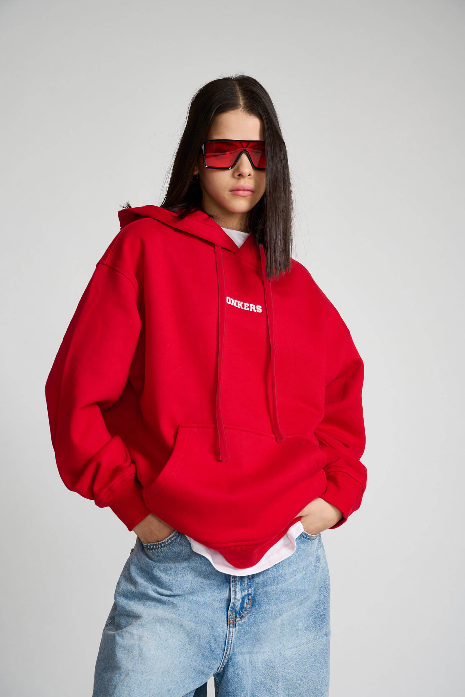 Red Signature Oversized Heavyweight Hoodie (Fleece) - BonkersCorner