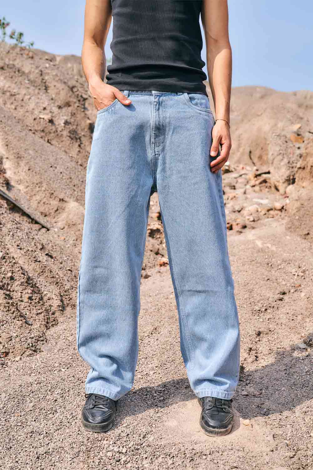 Regular Blue Wide Leg Straight Jeans - BonkersCorner