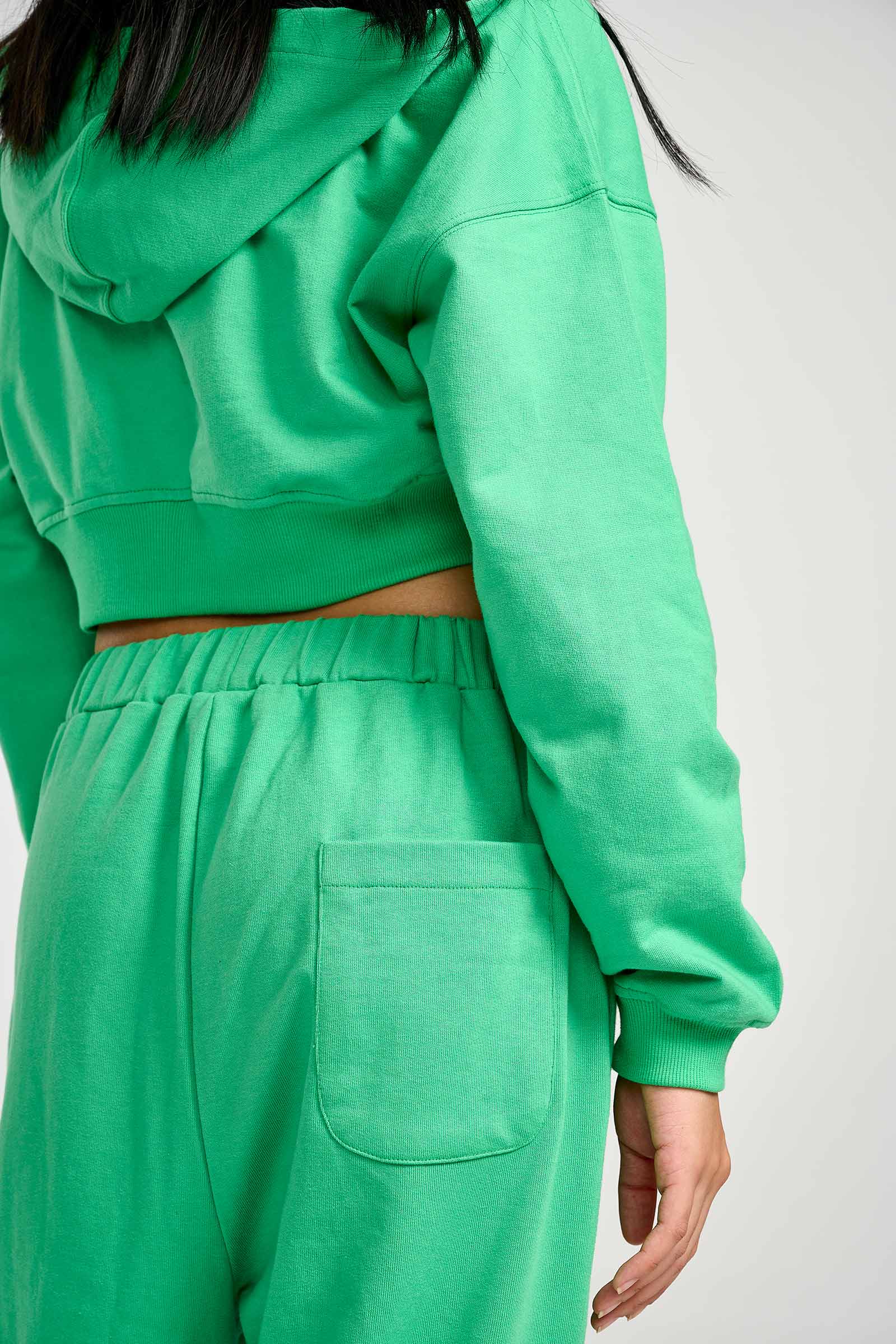 Seafoam Crop Zipper Hoodie - BonkersCorner