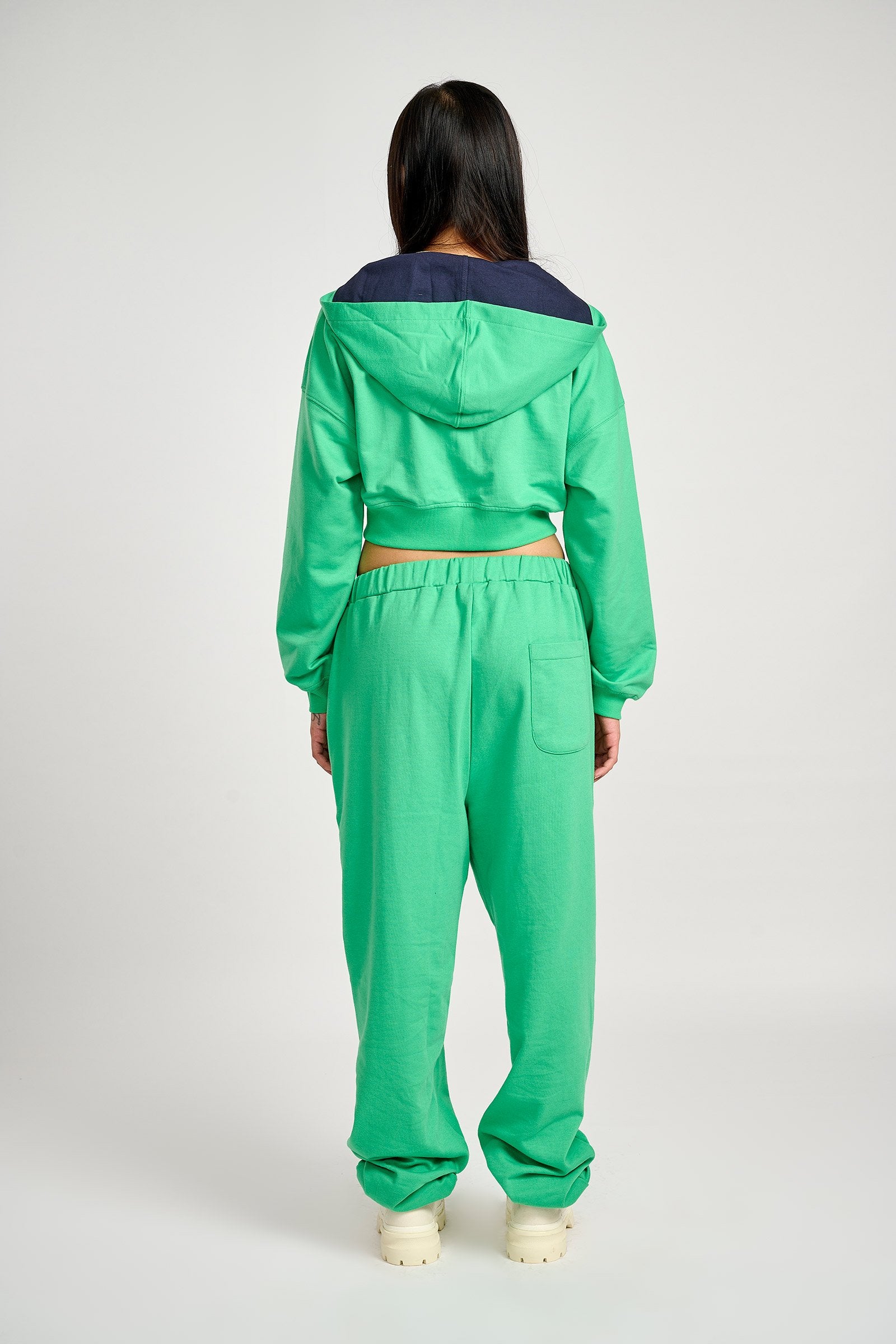 Seafoam Crop Zipper Hoodie - BonkersCorner