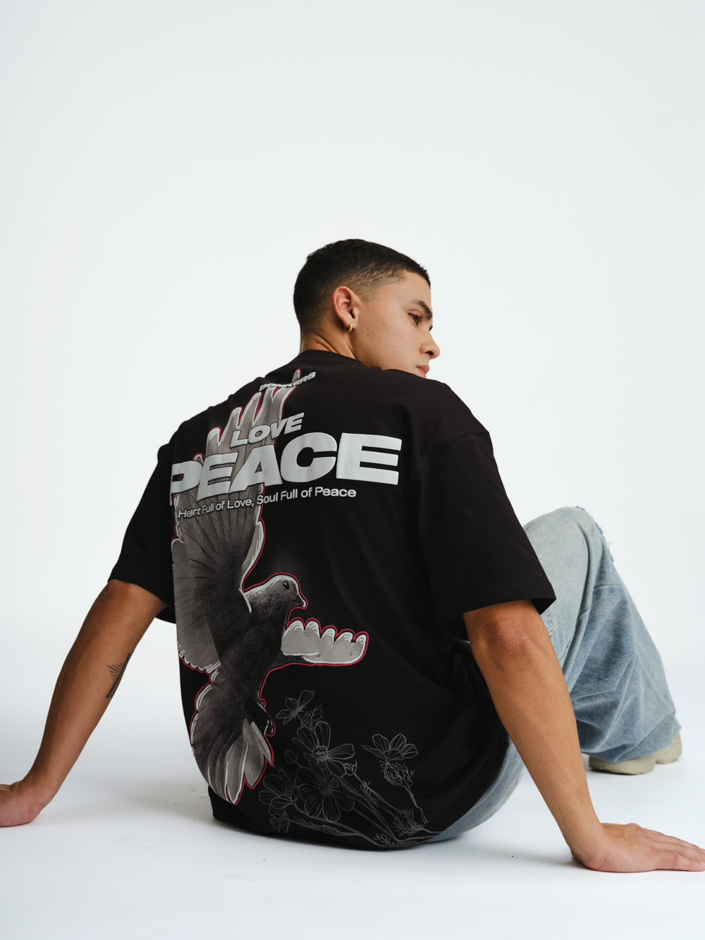 Signature Love And Peace Premium Oversized T-shirt - BonkersCorner